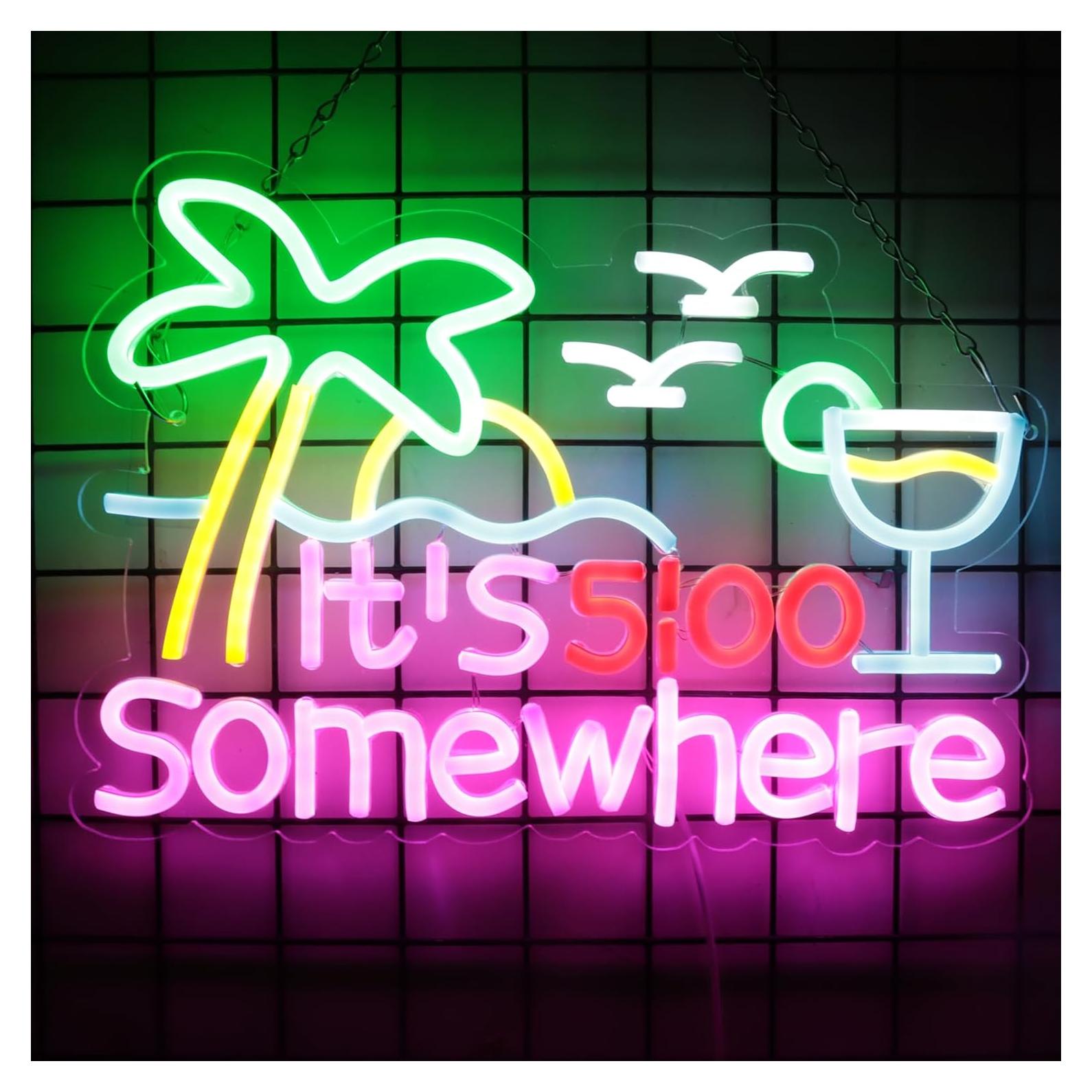 Señal de Neón KODGGHK 'Sonrisas de 5:00 en Algún Lugar' 37.8x26.9cm