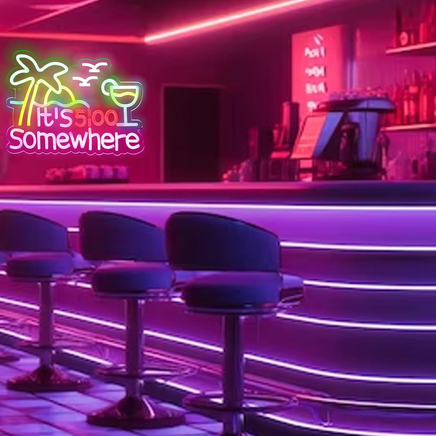 Señal de Neón KODGGHK 'Sonrisas de 5:00 en Algún Lugar' 37.8x26.9cm