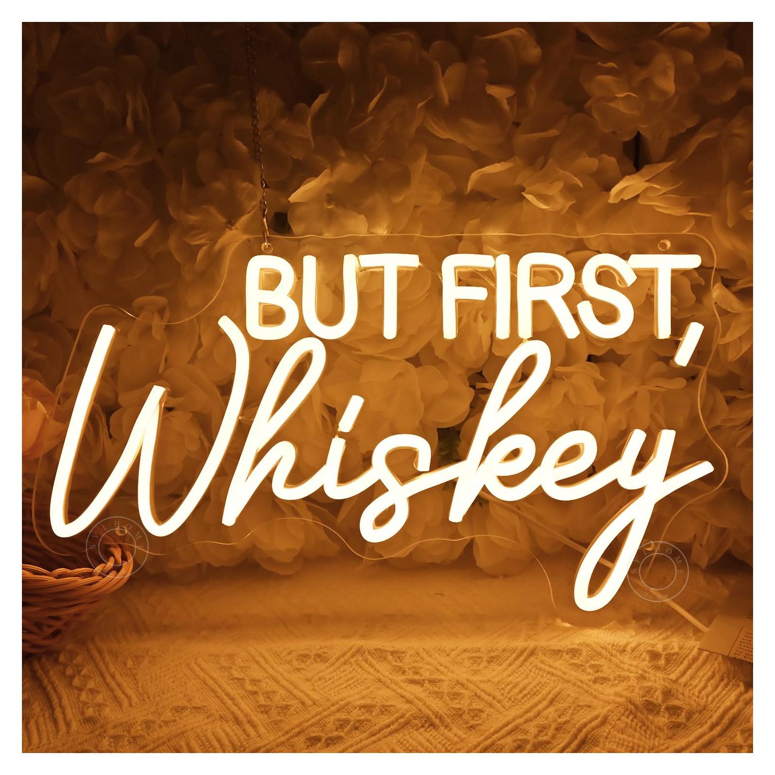 Señal de Luz de Neón LED SYLHOME 'Pero Primero Whisky' 40x22 cm