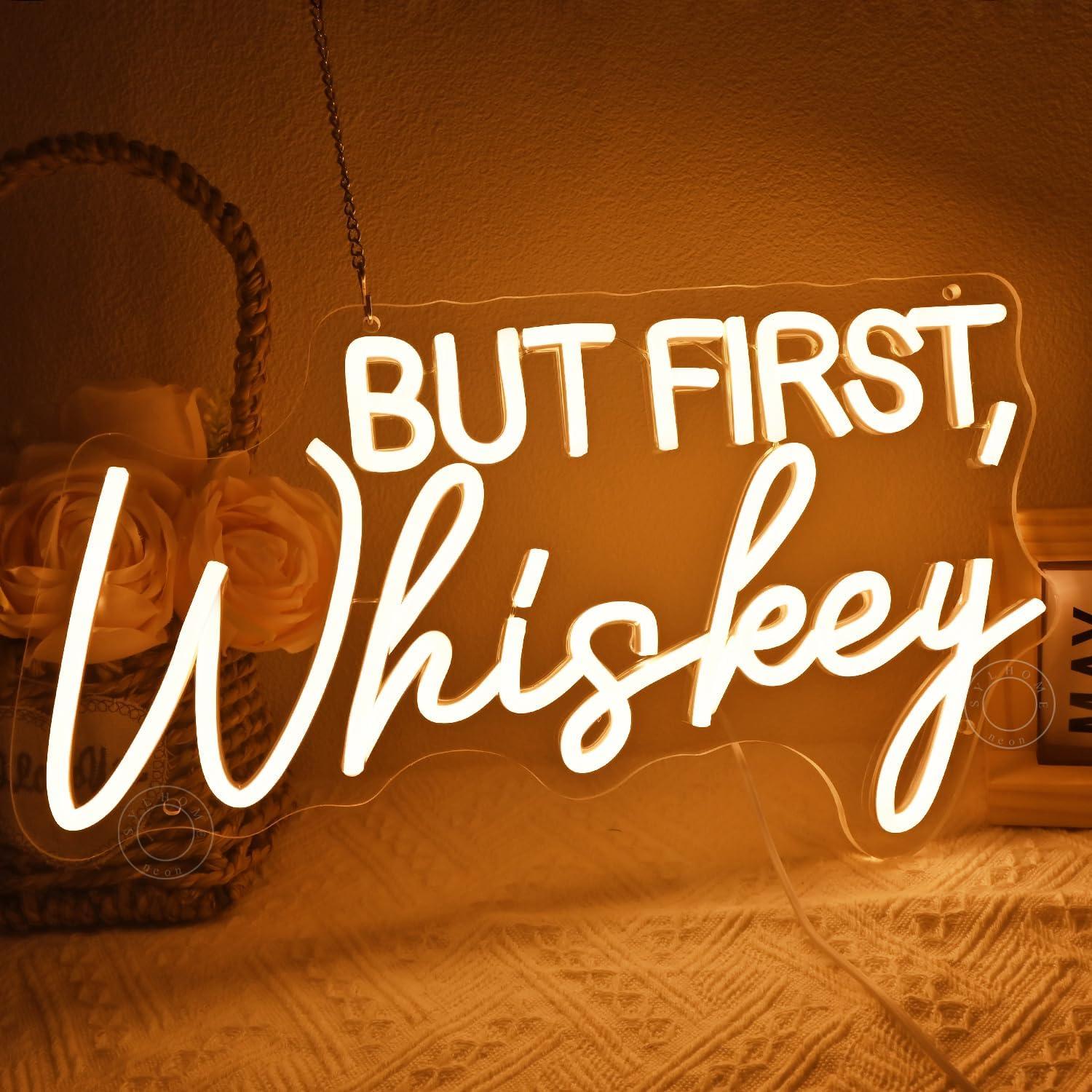 Señal de Luz de Neón LED SYLHOME 'Pero Primero Whisky' 40x22 cm