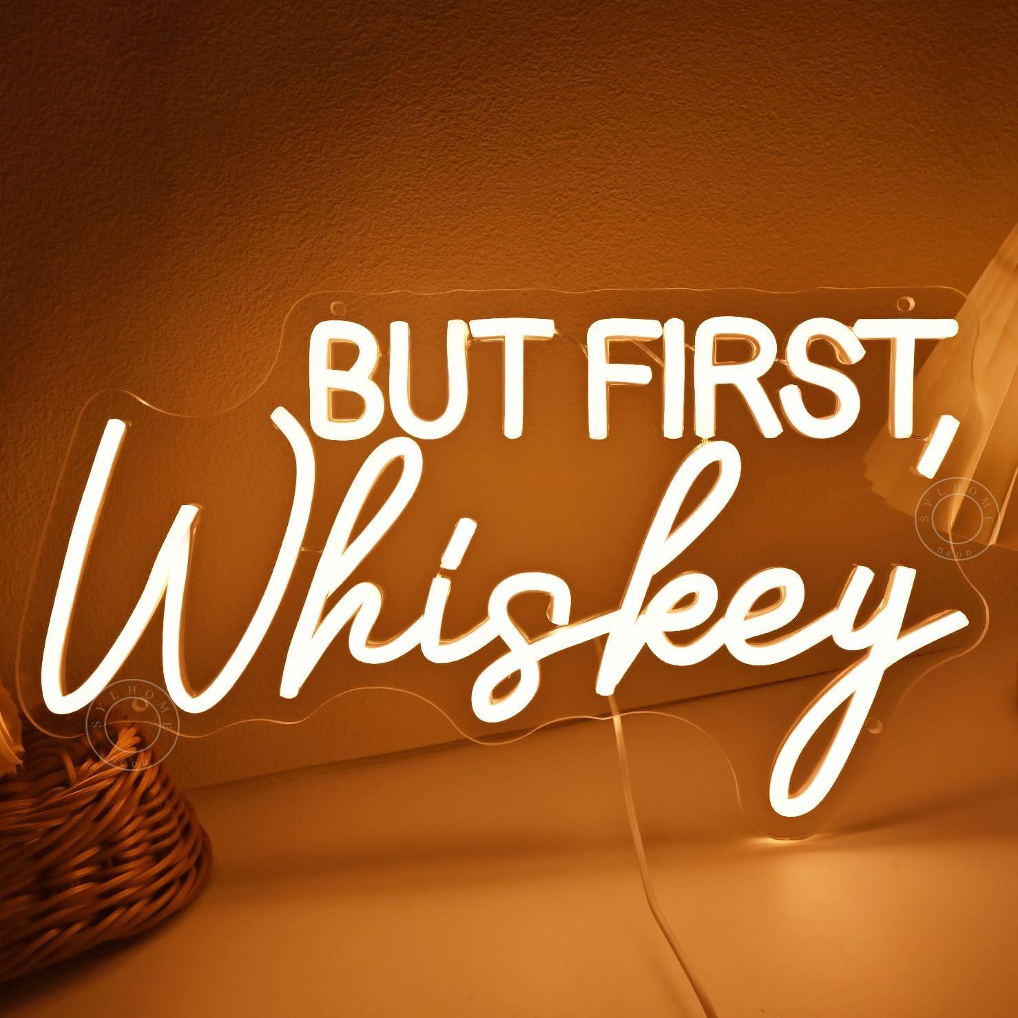 Señal de Luz de Neón LED SYLHOME 'Pero Primero Whisky' 40x22 cm