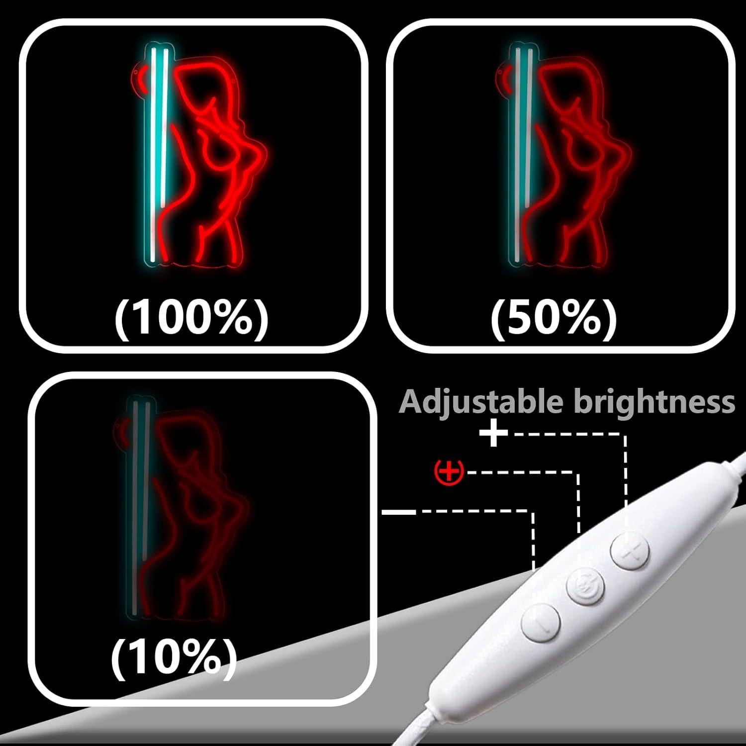 Cartel de Neón Sexy Pole Dance FUENDKF 40x15 cm USB