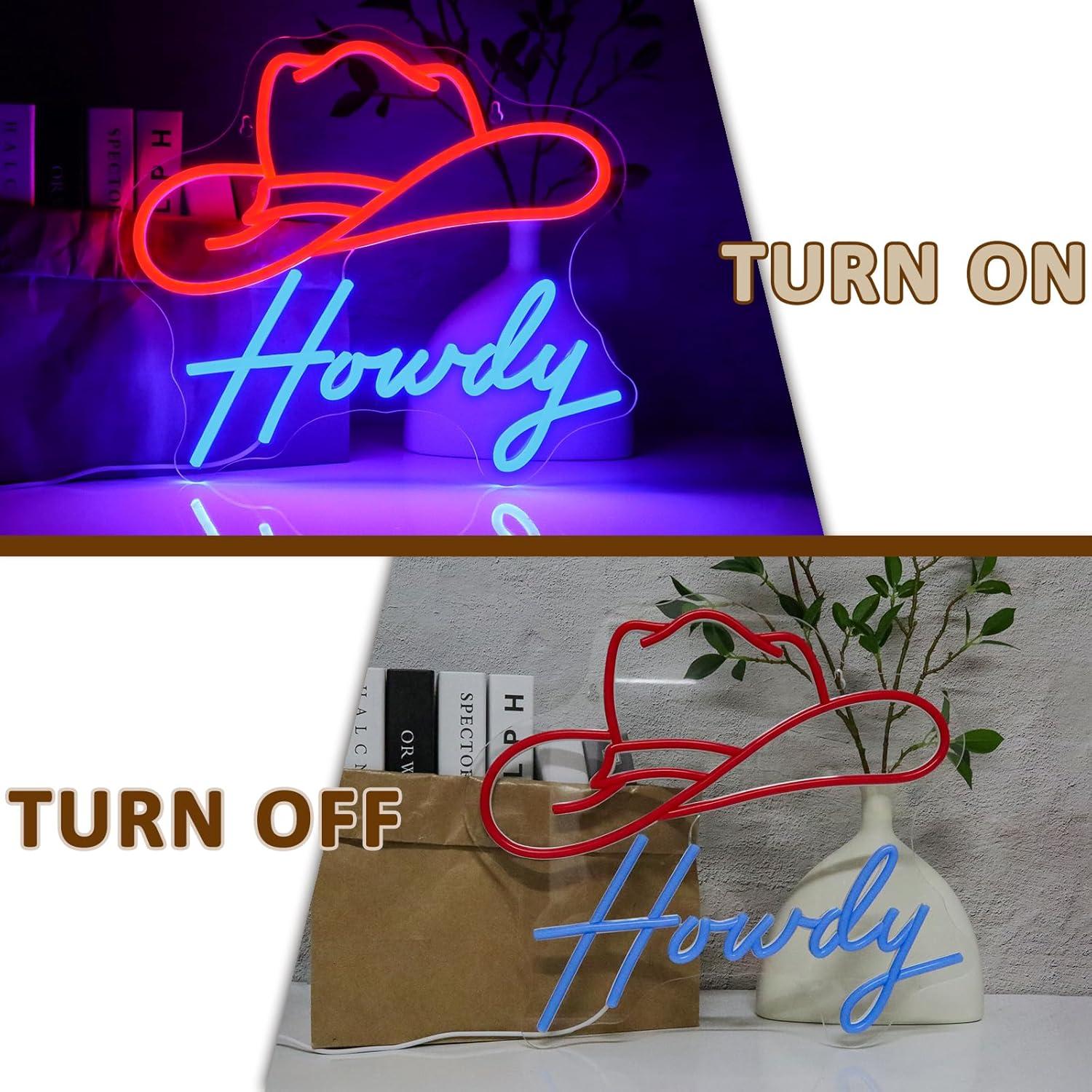 Cartel de Neón LED Cowboy Howdy 39x32.5cm para Decoración