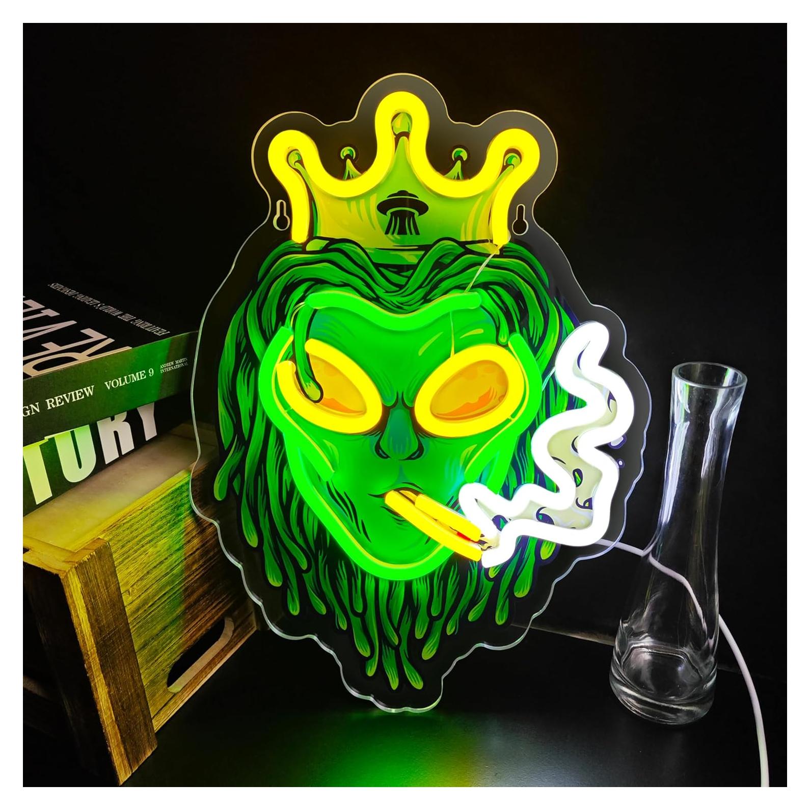 Luz de Neón Alienígena Verde LED 35x25cm USB Dimmable