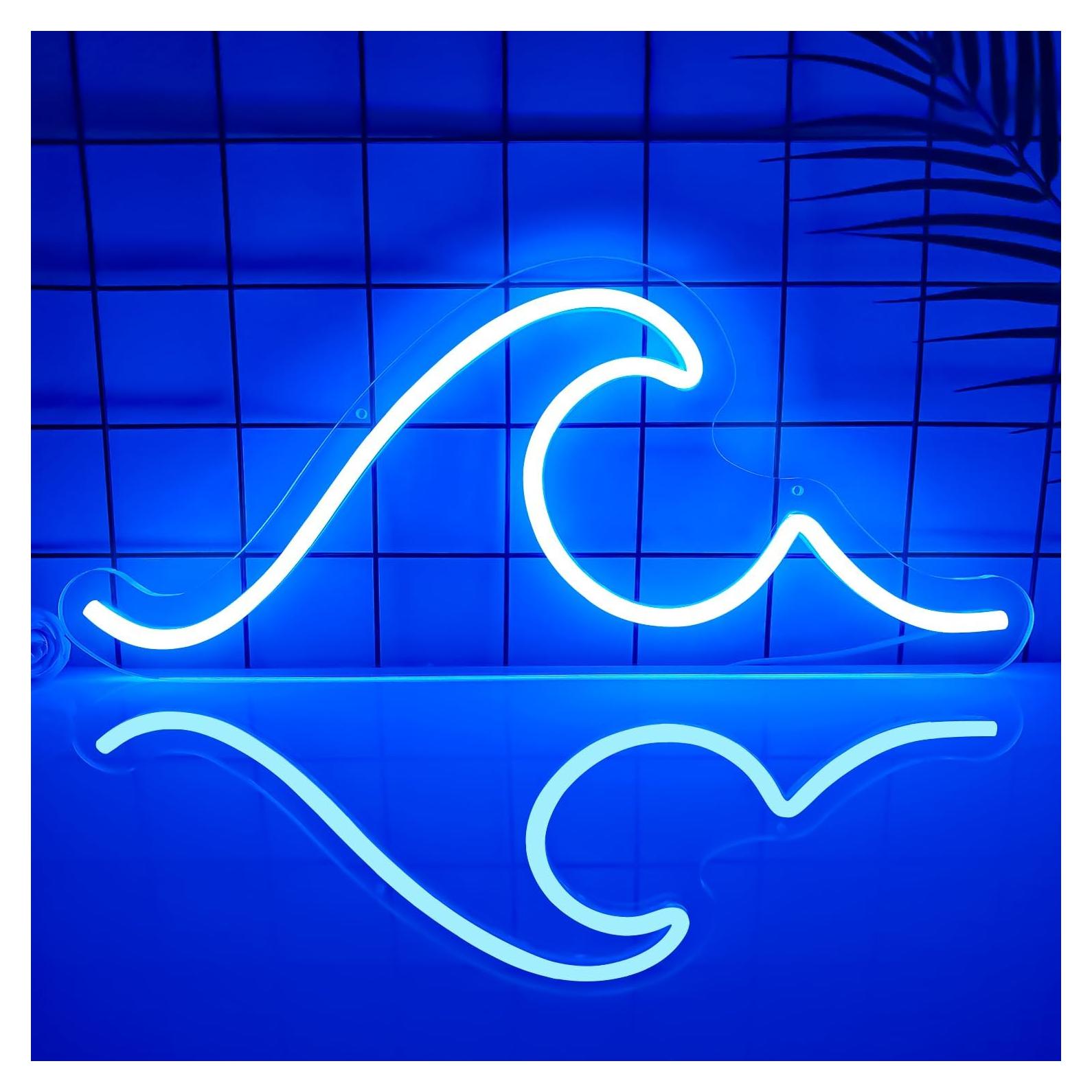 Luz de Neón Ajoyferris Onda Azul 42x17.8cm Regulable