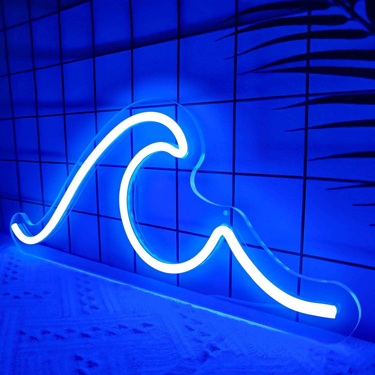 Luz de Neón Ajoyferris Onda Azul 42x17.8cm Regulable