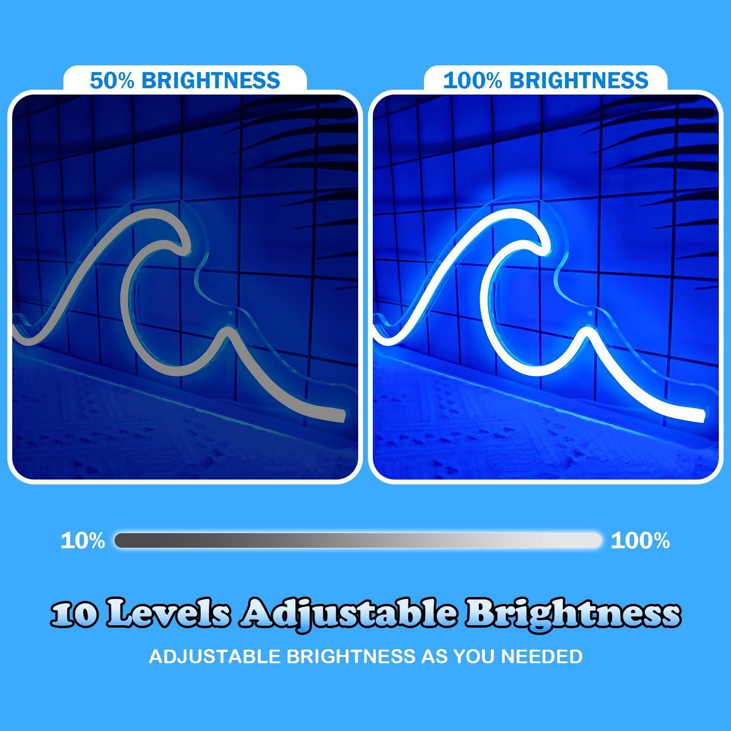 Luz de Neón Ajoyferris Onda Azul 42x17.8cm Regulable