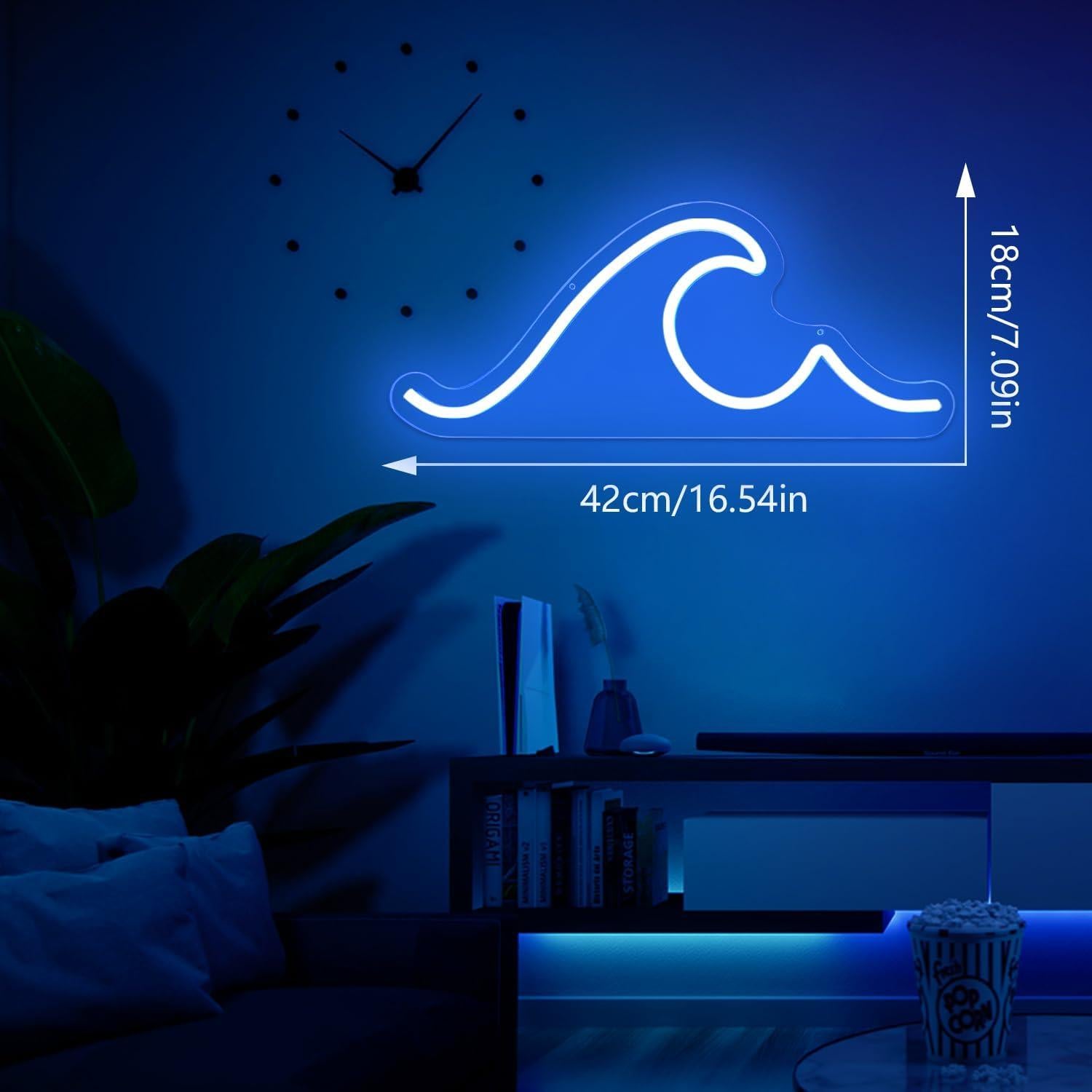 Luz de Neón Ajoyferris Onda Azul 42x17.8cm Regulable