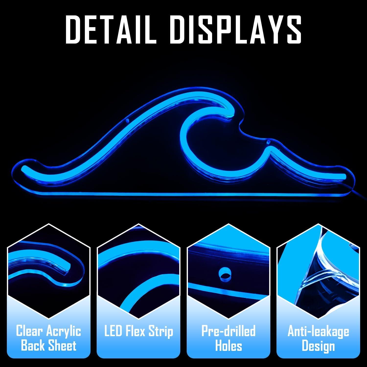 Luz de Neón Ajoyferris Onda Azul 42x17.8cm Regulable