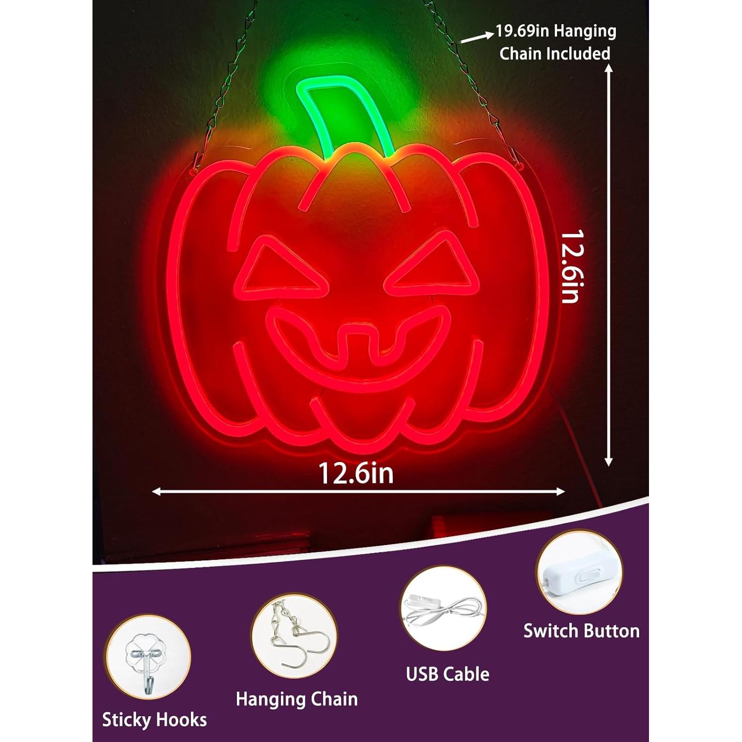 Luz de Neón LED Calabaza Halloween 32cm USB Pedaiah