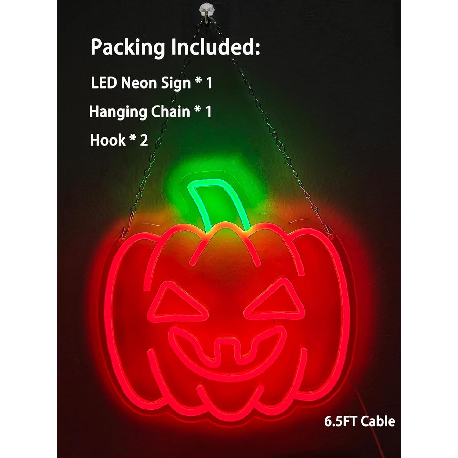 Luz de Neón LED Calabaza Halloween 32cm USB Pedaiah