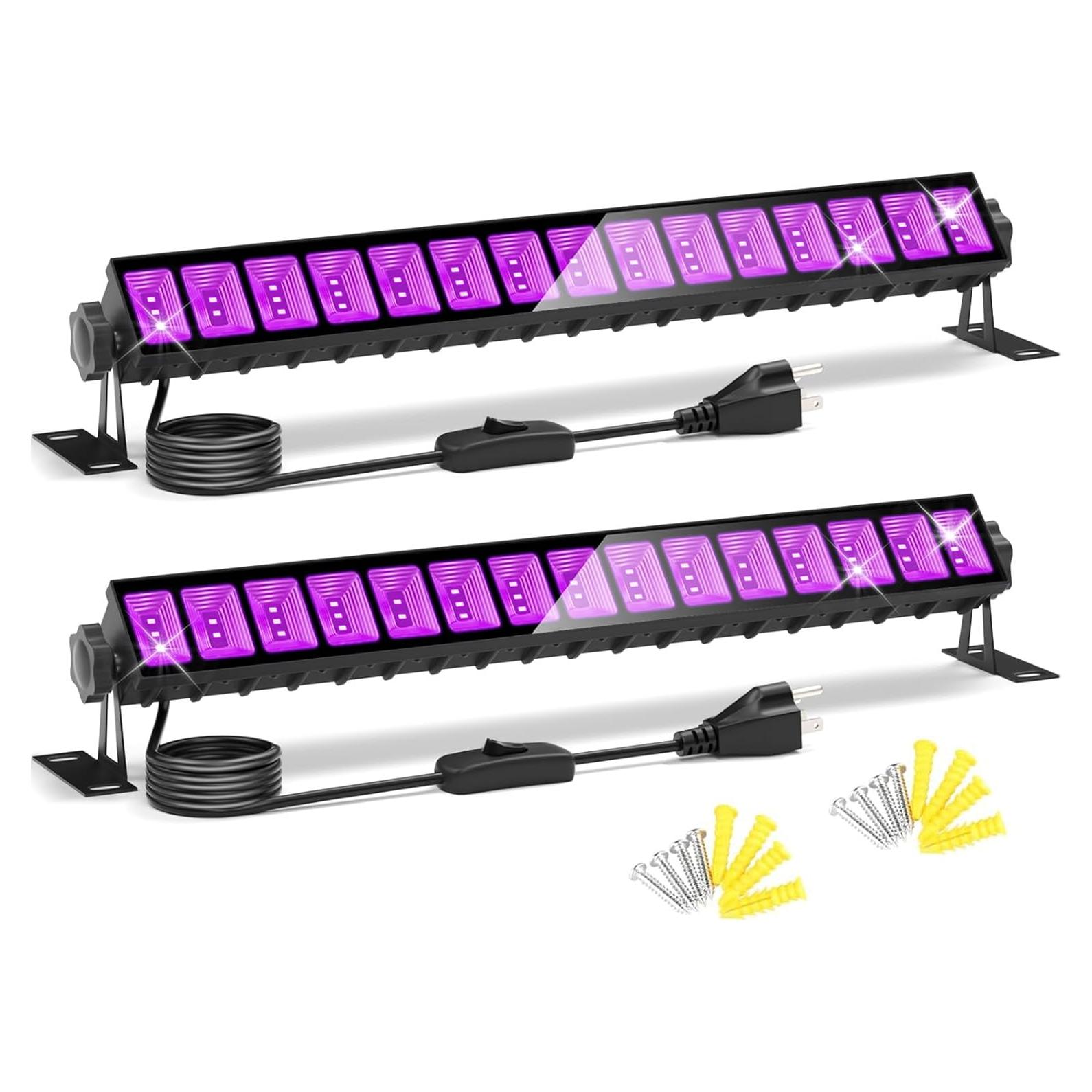 Paquete de 2 luces LED negras YQNLIFA 36W impermeables