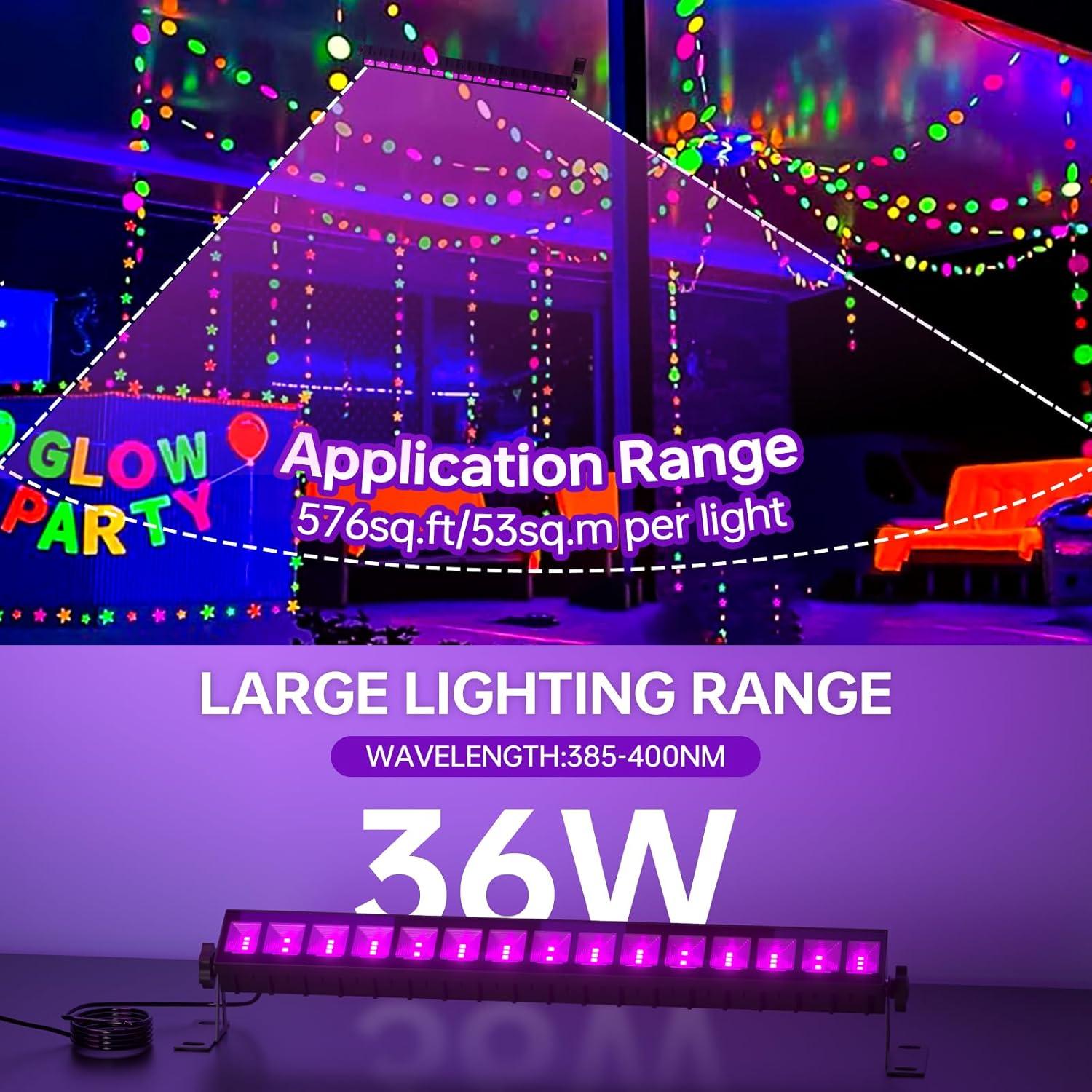 Paquete de 2 luces LED negras YQNLIFA 36W impermeables