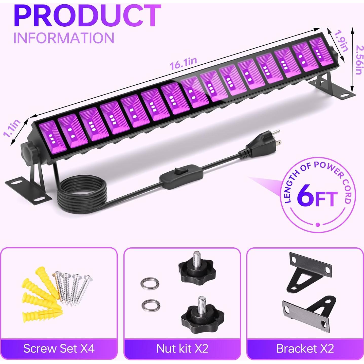 Paquete de 2 luces LED negras YQNLIFA 36W impermeables