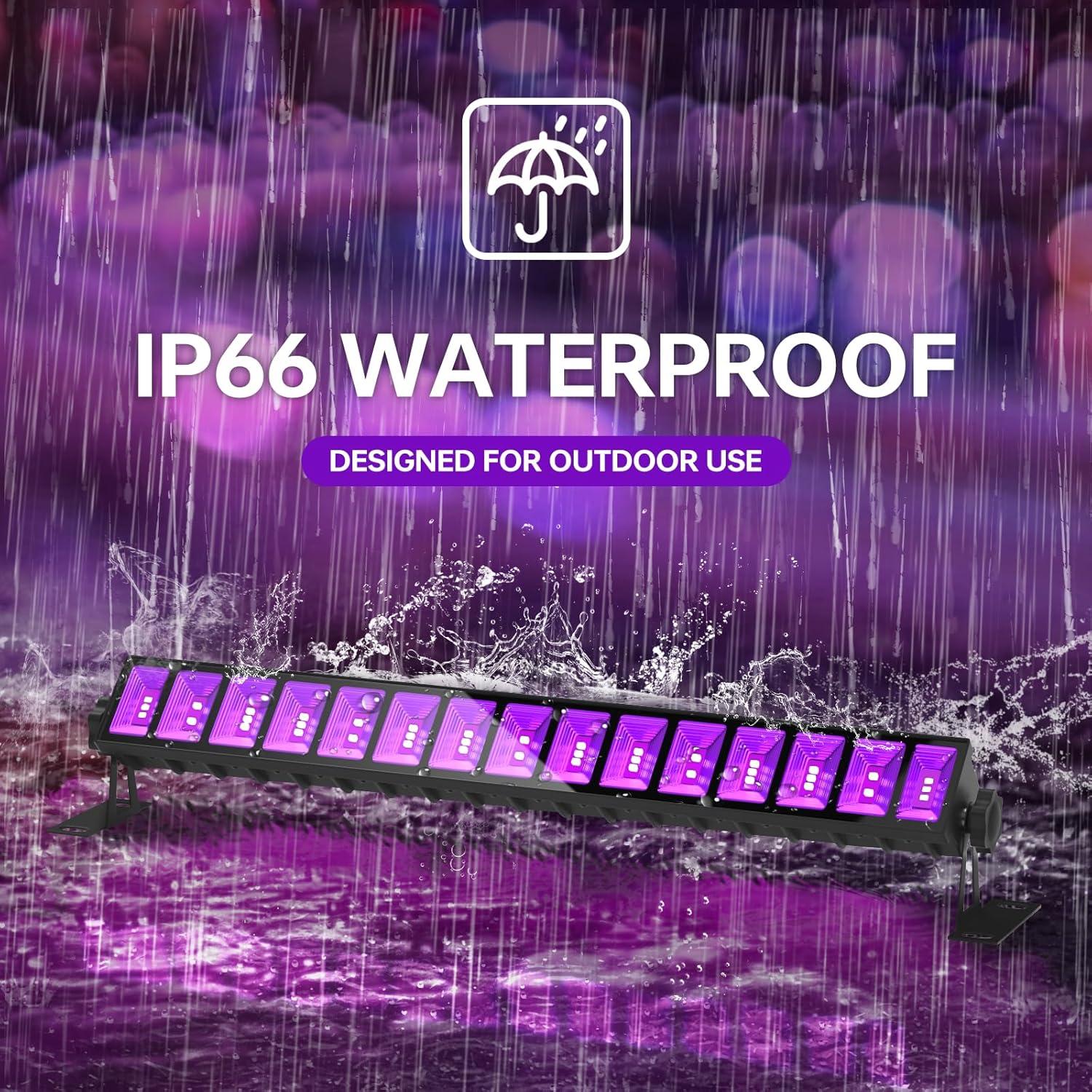 Paquete de 2 luces LED negras YQNLIFA 36W impermeables