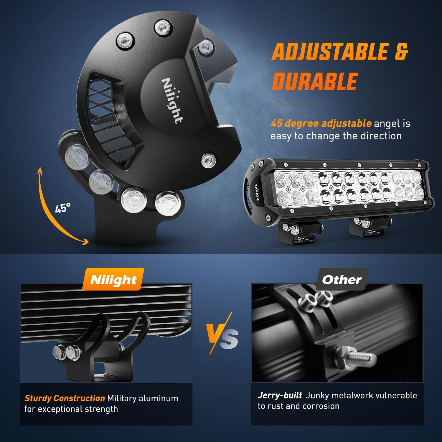 Barra de Luz LED Nilight 30cm 72W Verde IP67 para Off Road