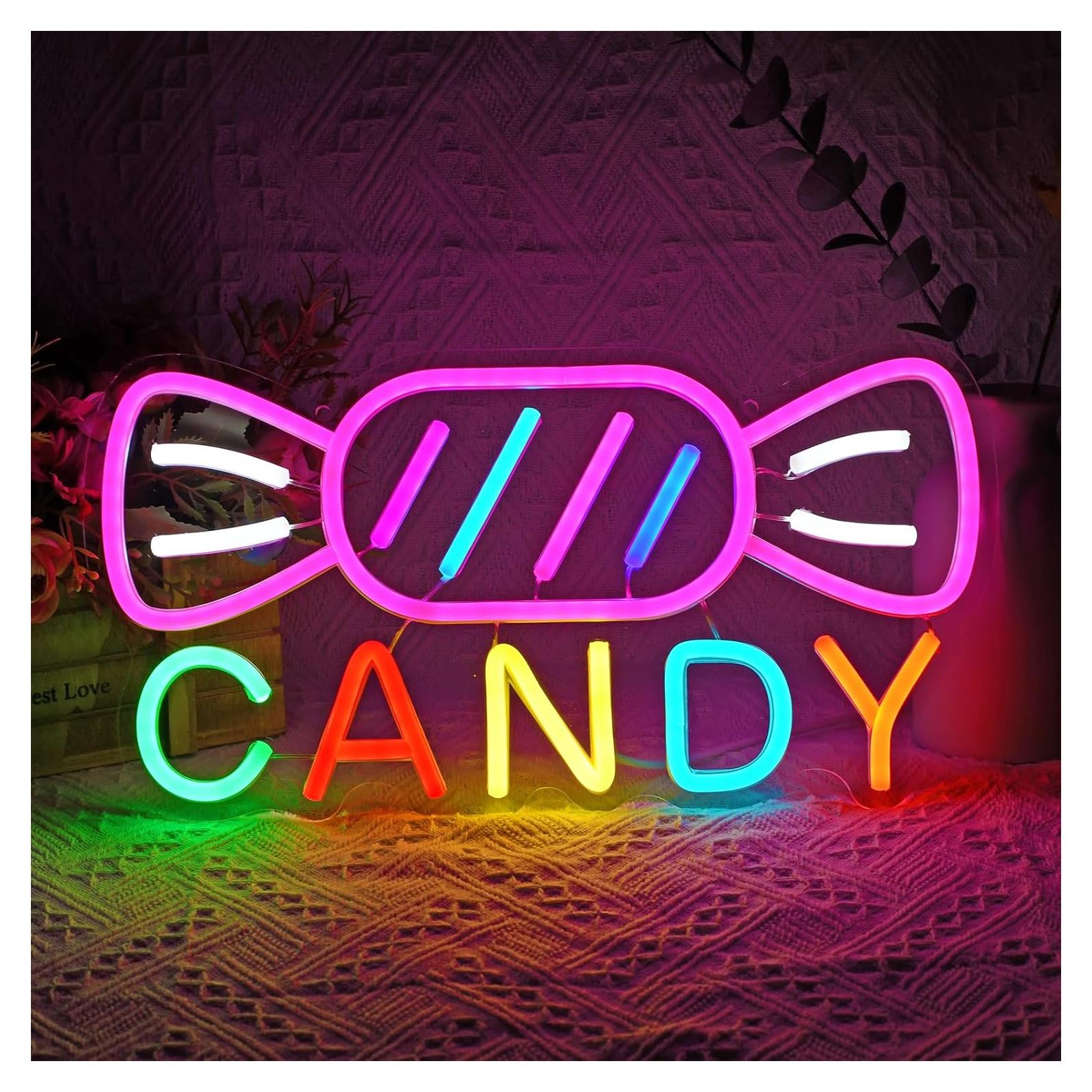 Letrero de Neón LED Caramelo NAIYISI 34.8x17.8cm Dimmable