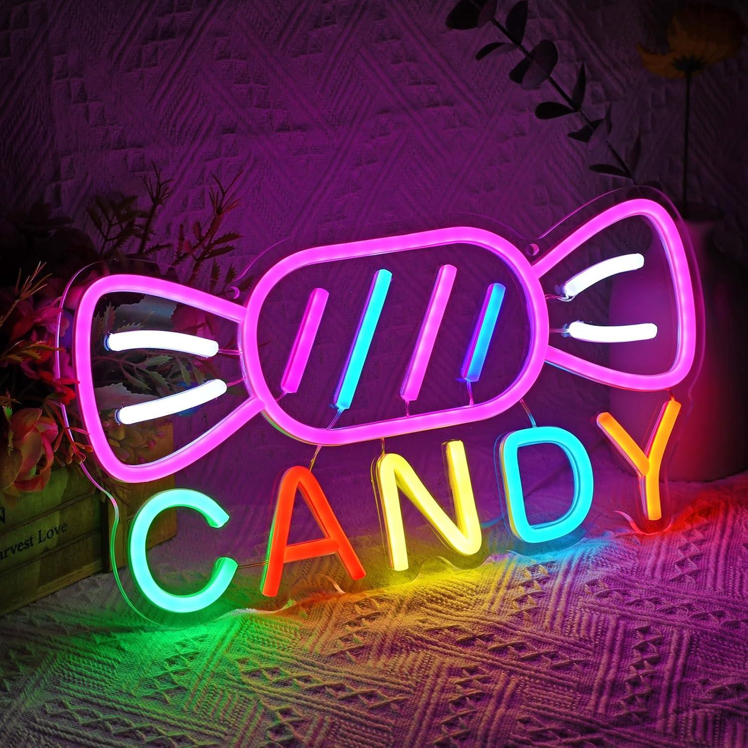 Letrero de Neón LED Caramelo NAIYISI 34.8x17.8cm Dimmable