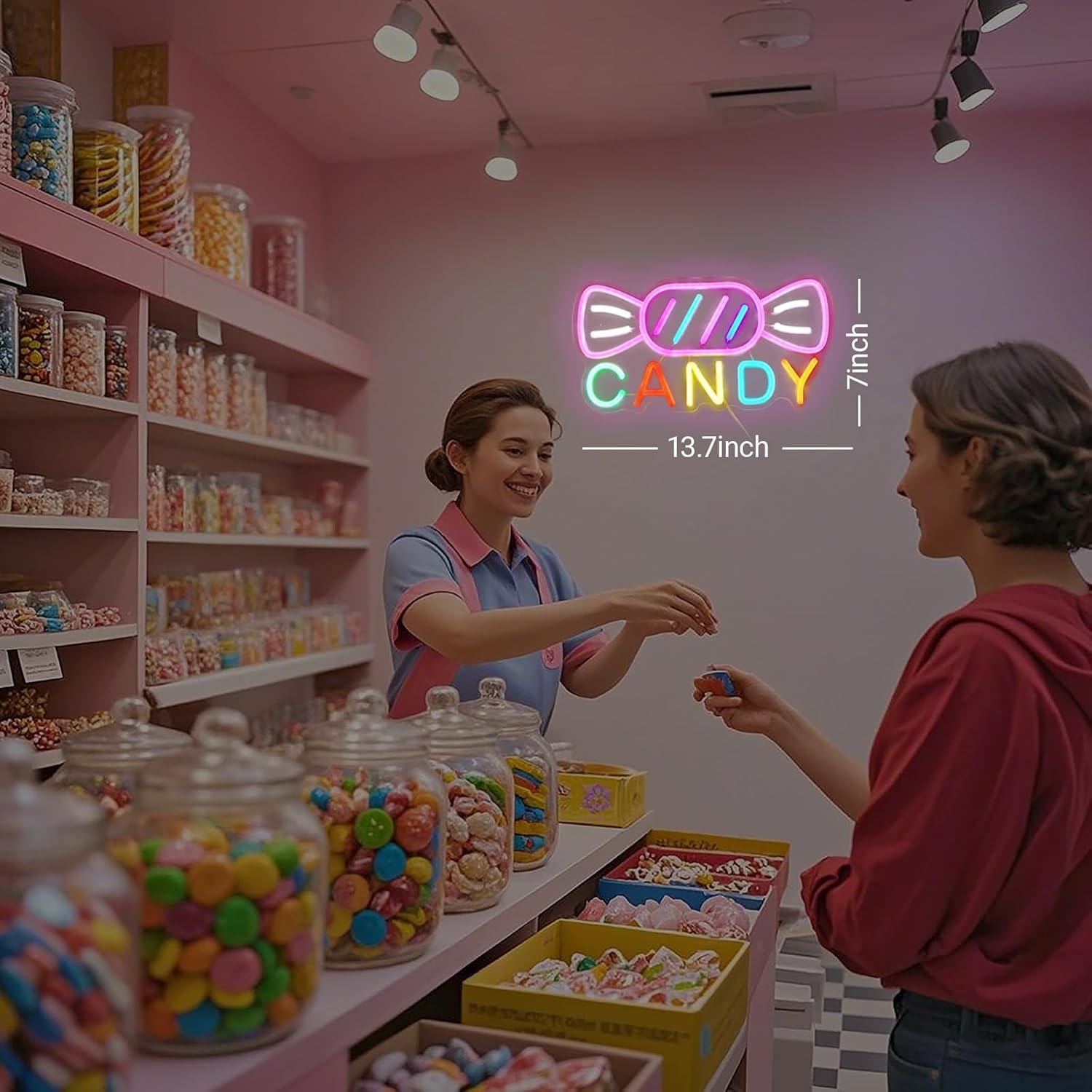 Letrero de Neón LED Caramelo NAIYISI 34.8x17.8cm Dimmable