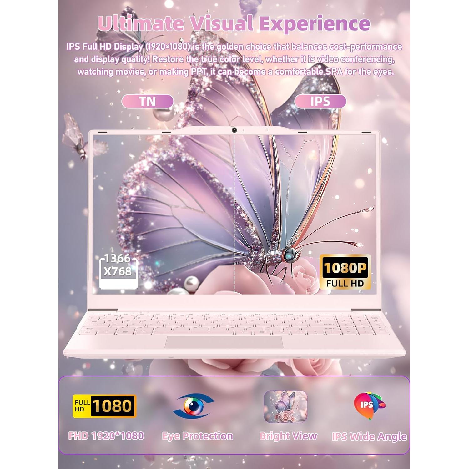 Laptop Nmybwo 14" Rosa, Celeron N5095, 8GB RAM, 256GB SSD