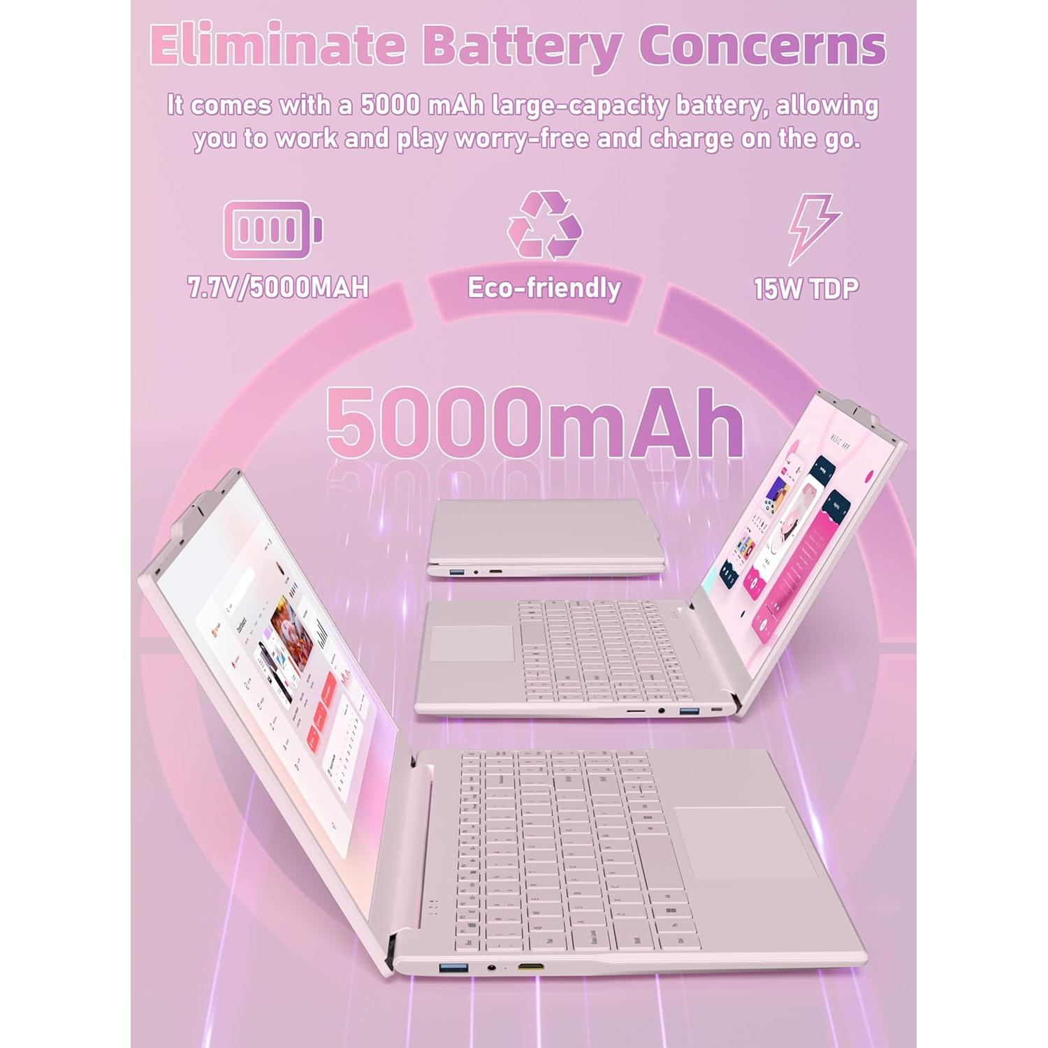 Laptop Nmybwo 14" Rosa, Celeron N5095, 8GB RAM, 256GB SSD