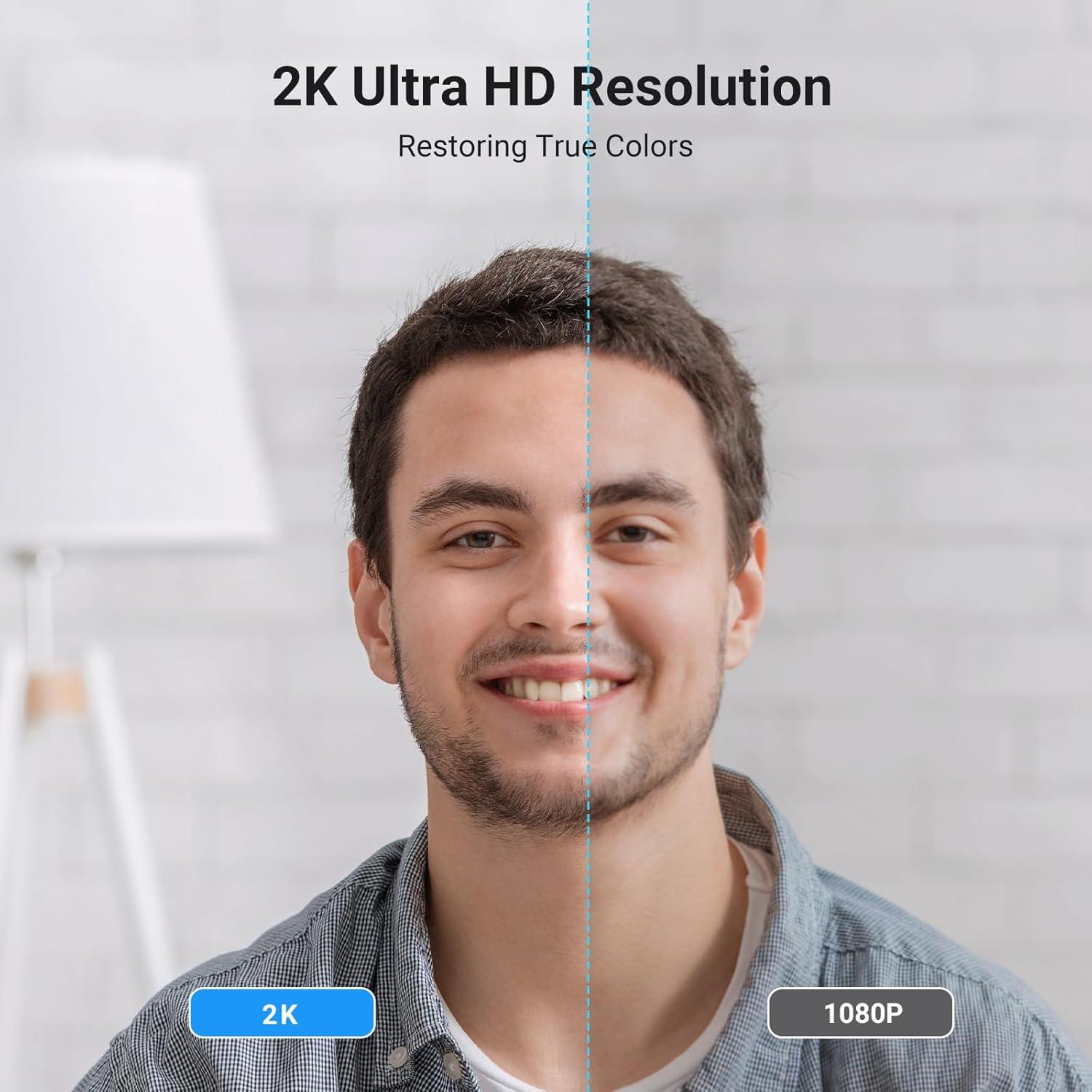 Cámara Web UGREEN 2K HD con Micrófono USB y Luces RGB