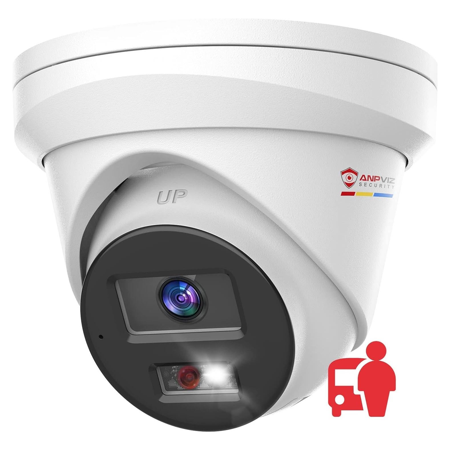 Cámara IP PoE Anpviz 5MP Turret Metal con Audio y Detección AI