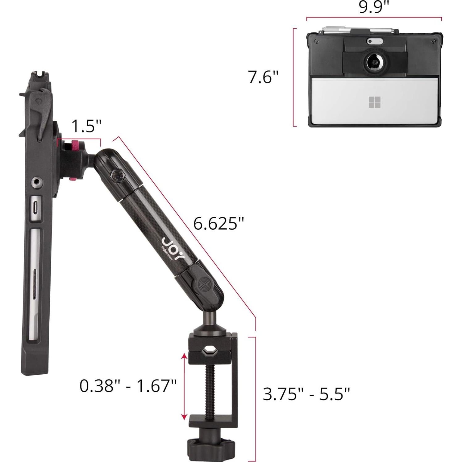 Soporte C-Clamp MagConnect The Joy Factory + Funda aXtion Edge para Surface Go