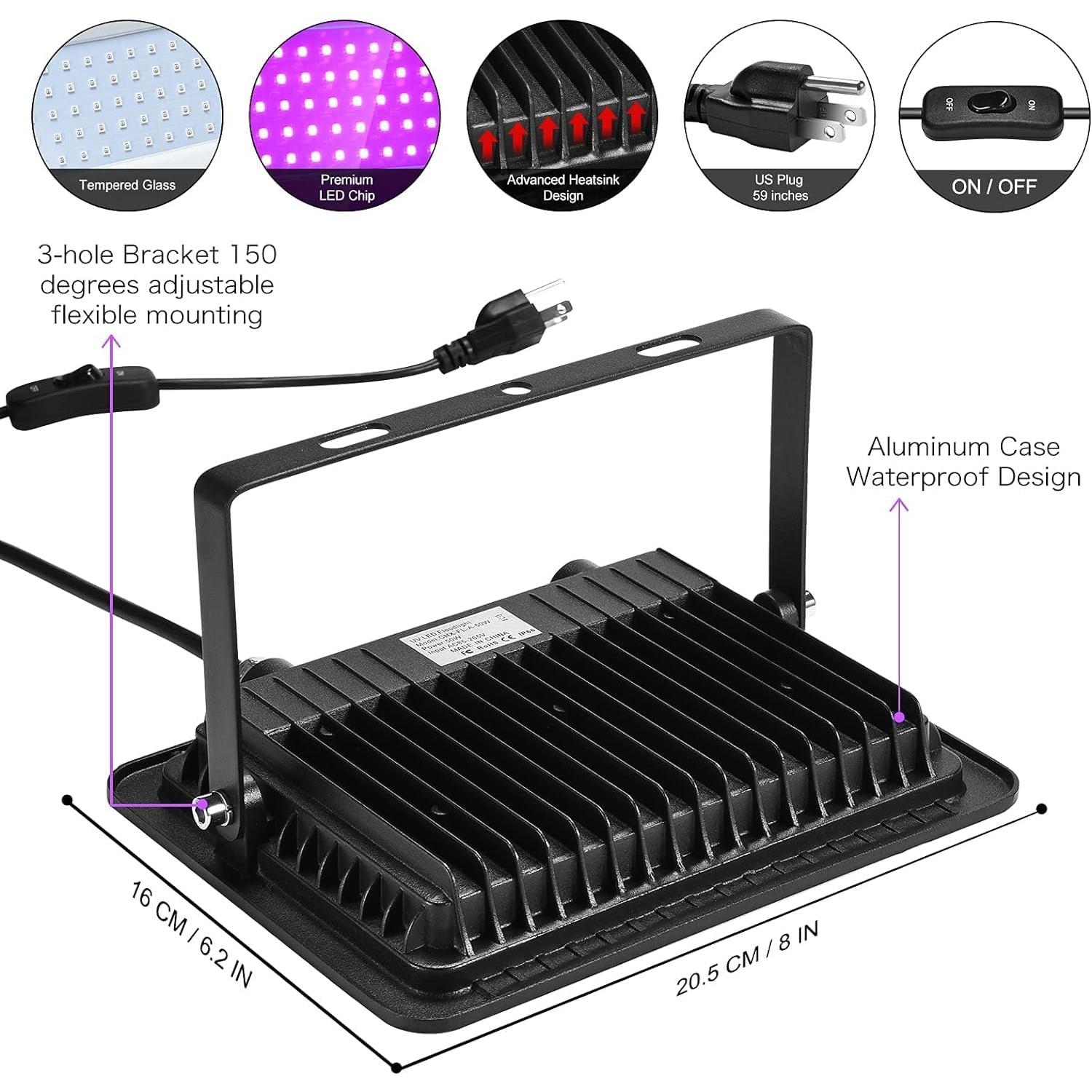 Paquete de 2 luces LED negras 100W IP66 XYCN para fiestas
