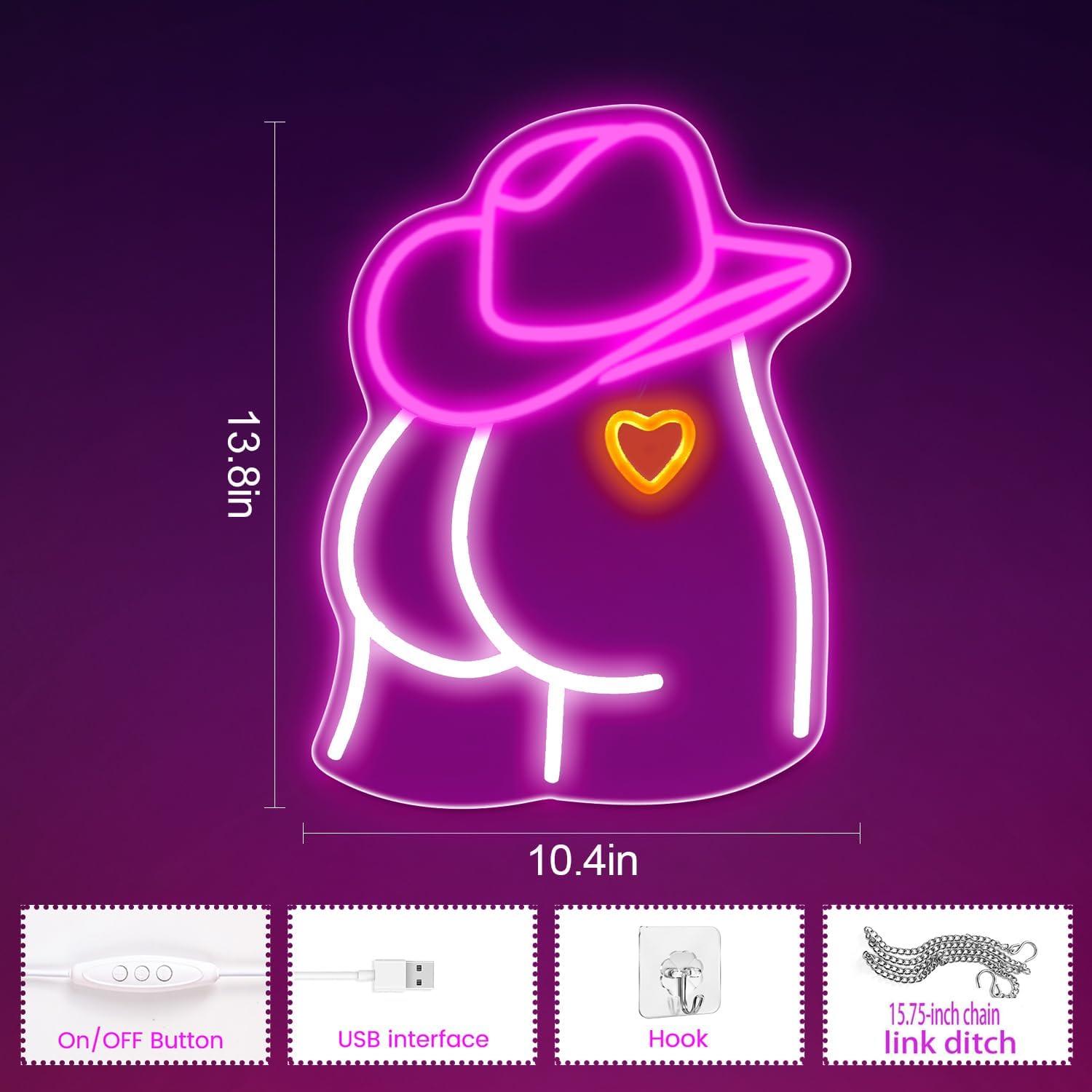 Luz de Neón Sombrero Vaquero Auspical LED USB Rosa/Blanca