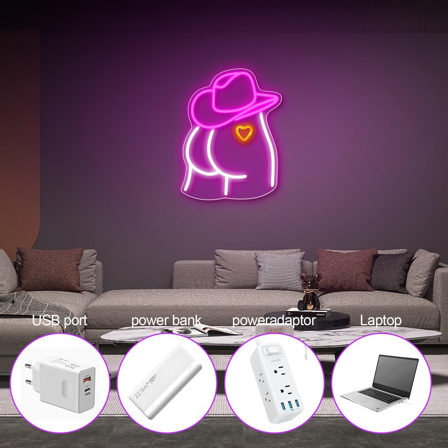 Luz de Neón Sombrero Vaquero Auspical LED USB Rosa/Blanca