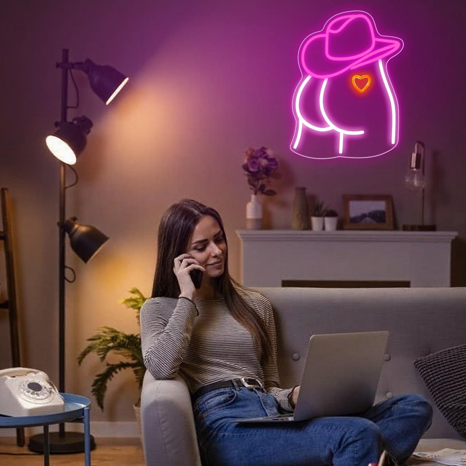 Luz de Neón Sombrero Vaquero Auspical LED USB Rosa/Blanca