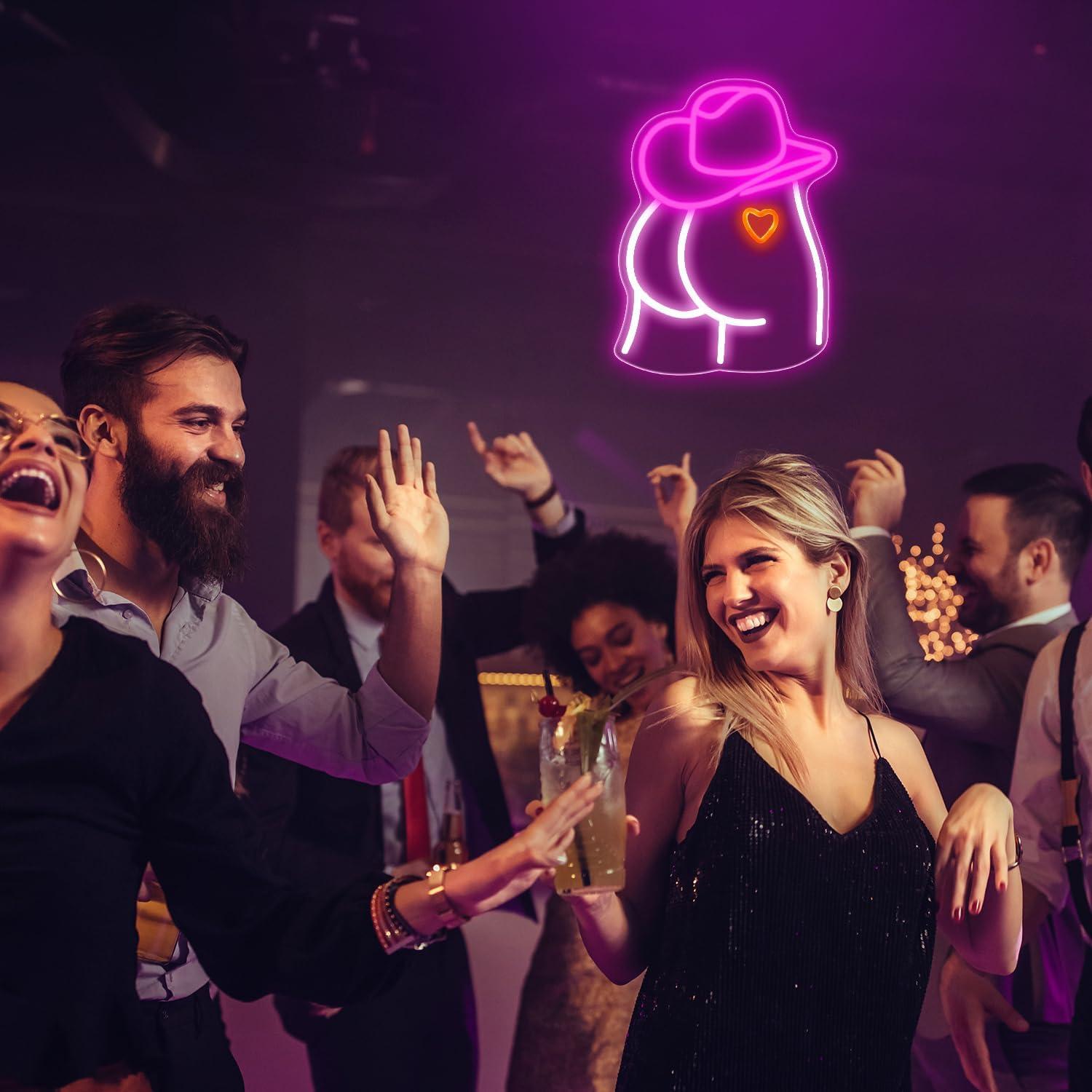 Luz de Neón Sombrero Vaquero Auspical LED USB Rosa/Blanca