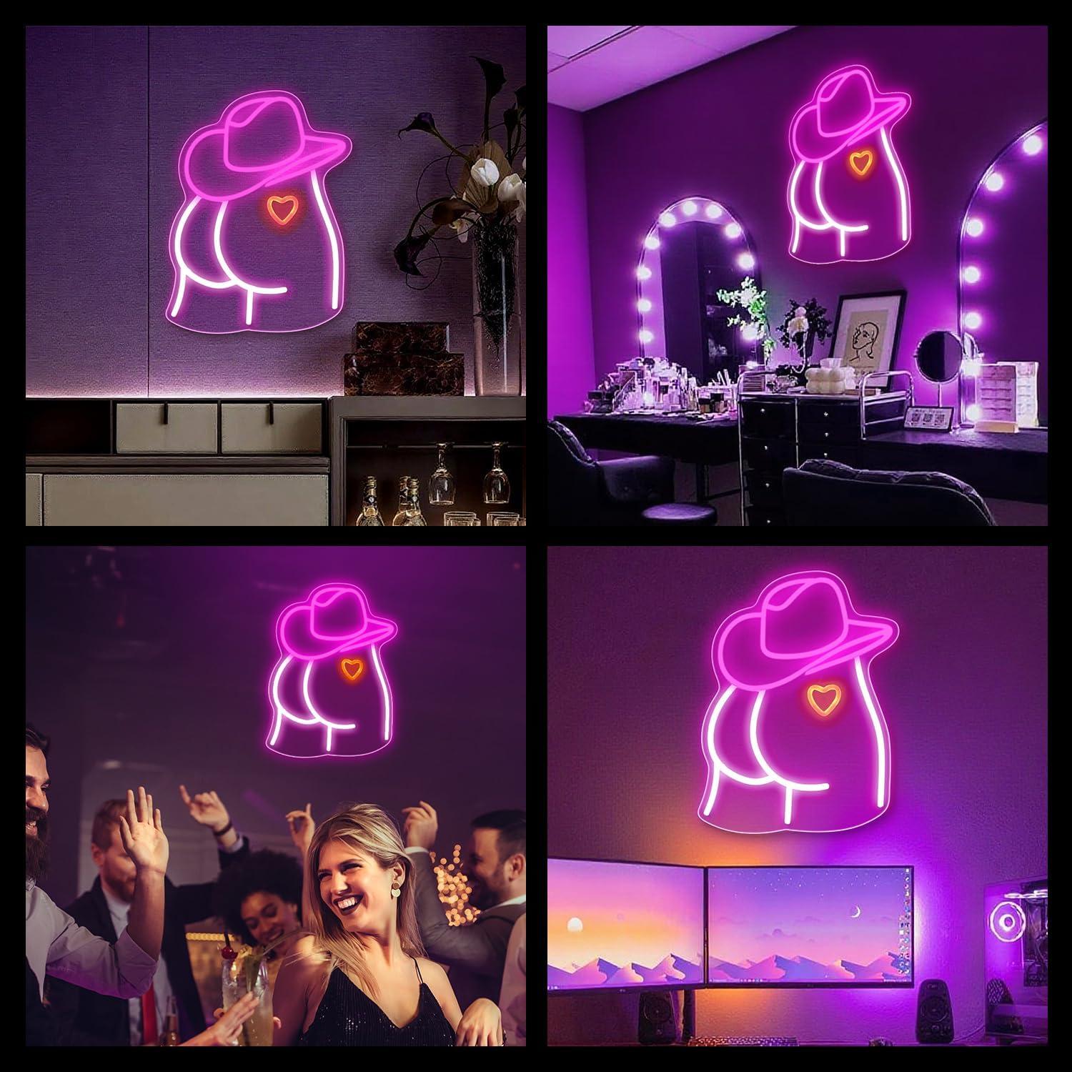 Luz de Neón Sombrero Vaquero Auspical LED USB Rosa/Blanca