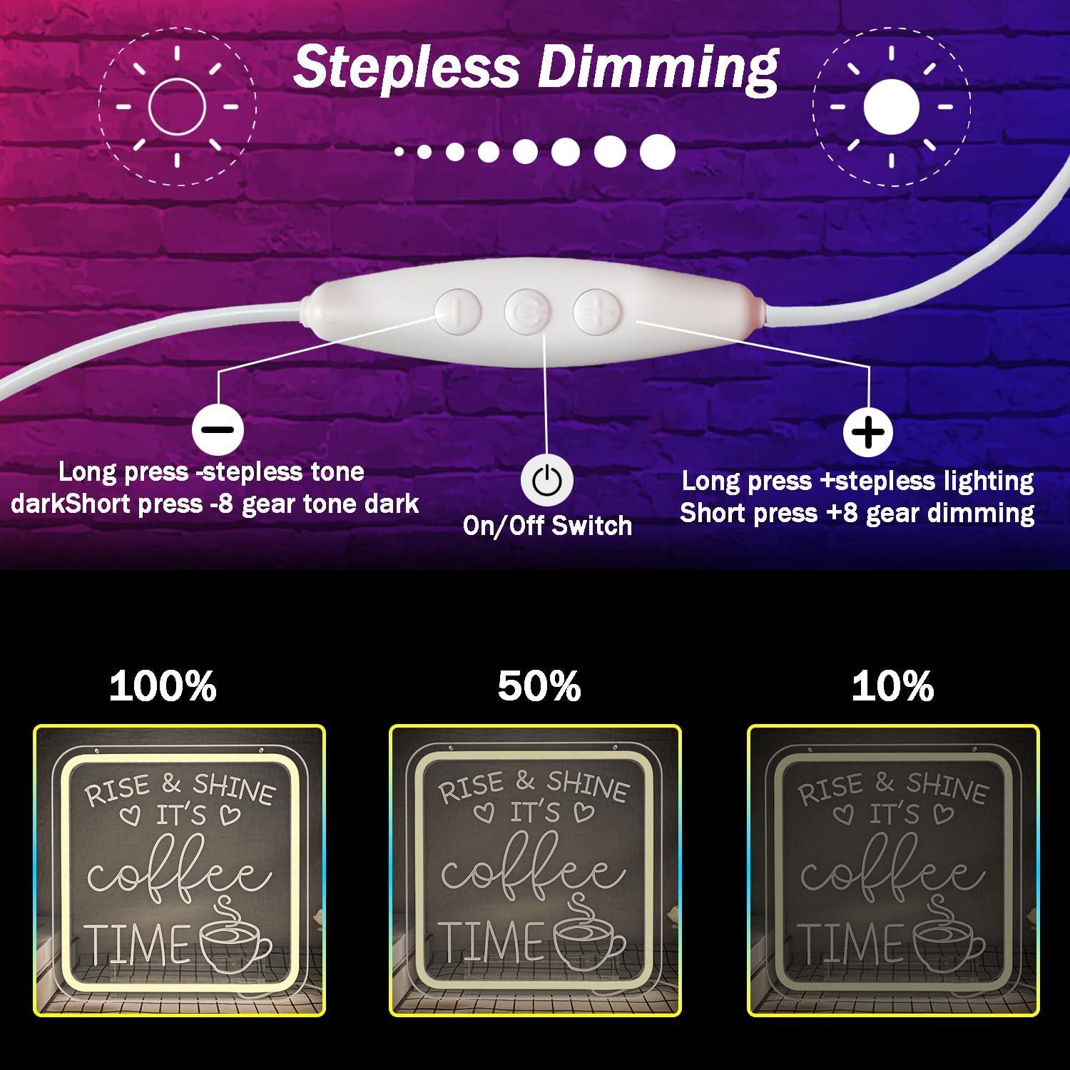 Luz de Neón Regulable de Café Zikdhf para Decoración