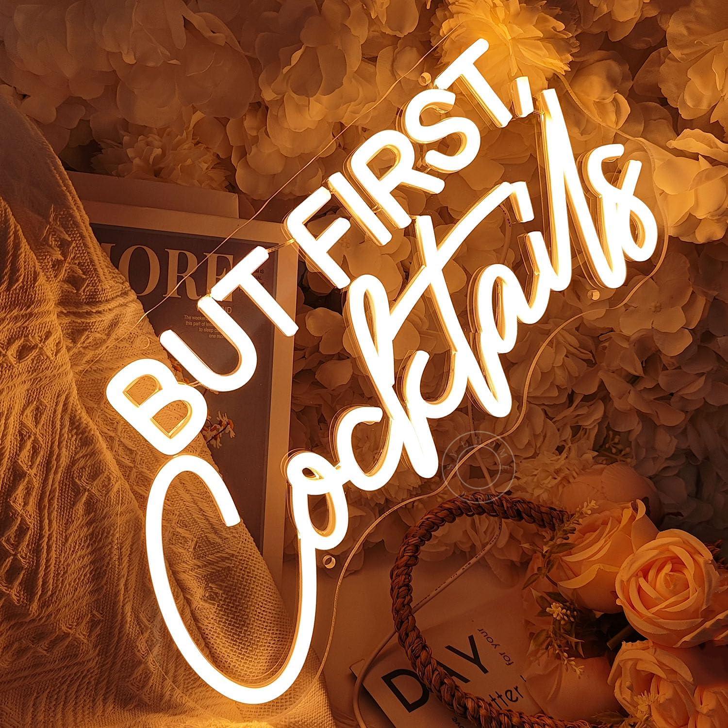 Señal de Luz de Neón LED SYLHOME Pero Primero Cócteles 40x20cm