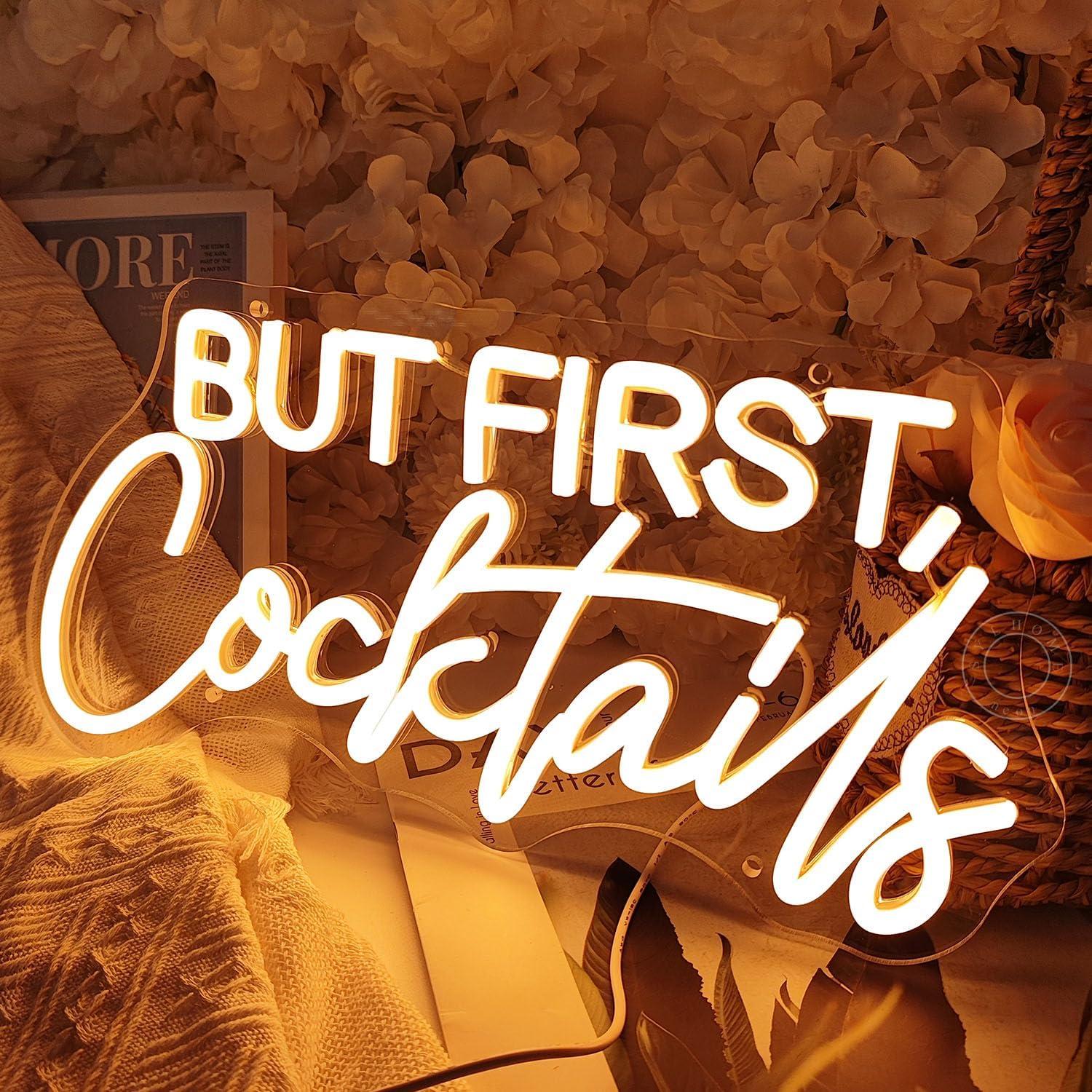 Señal de Luz de Neón LED SYLHOME Pero Primero Cócteles 40x20cm