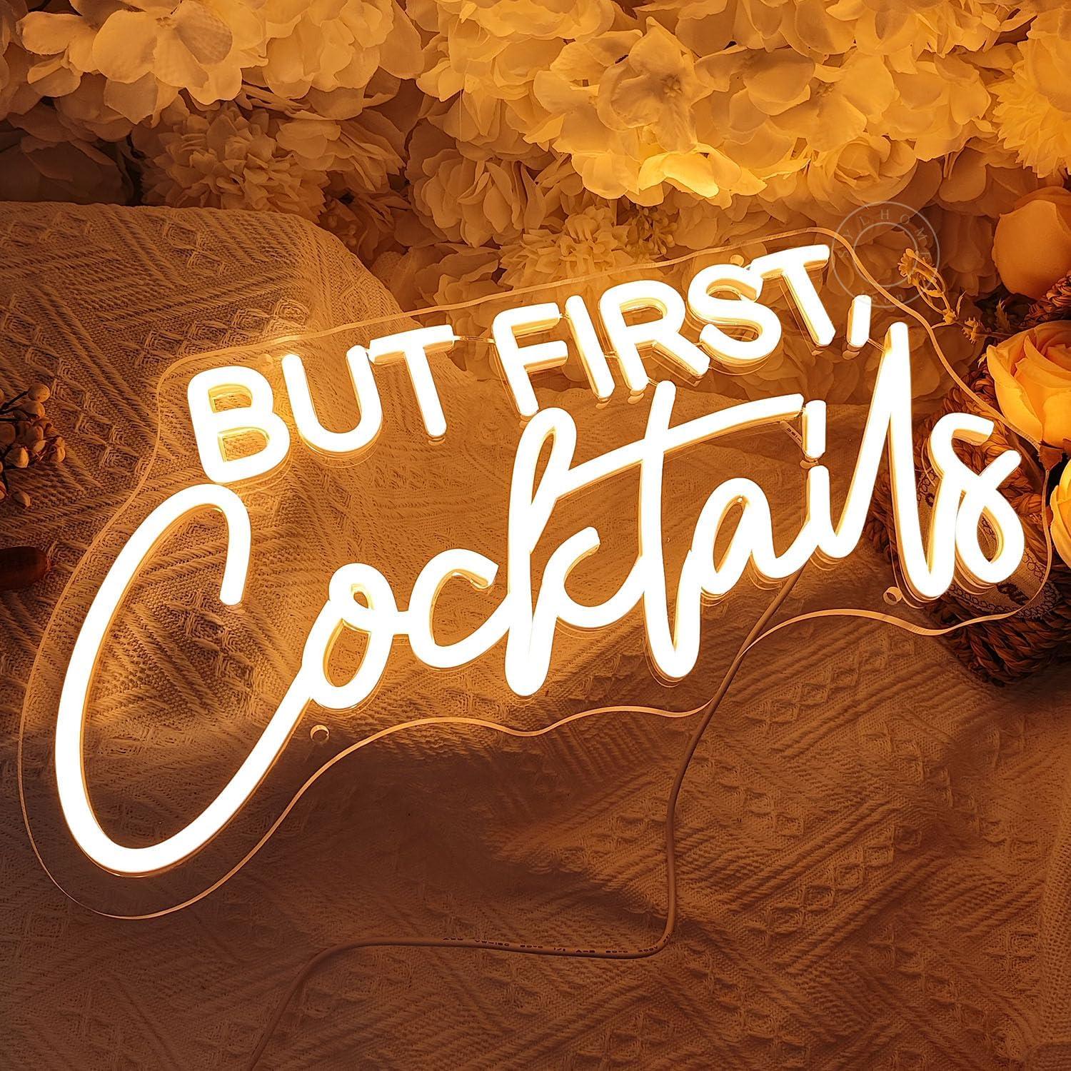 Señal de Luz de Neón LED SYLHOME Pero Primero Cócteles 40x20cm