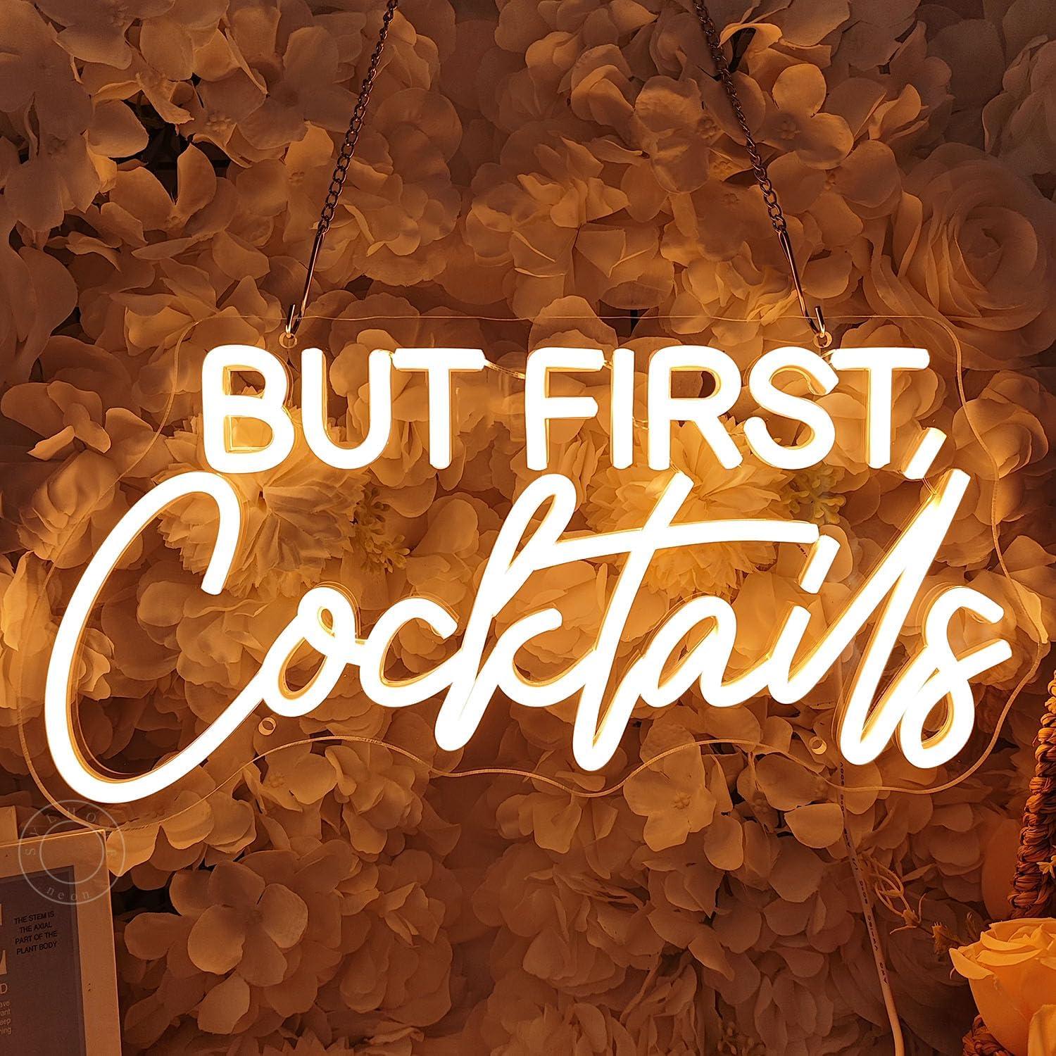 Señal de Luz de Neón LED SYLHOME Pero Primero Cócteles 40x20cm