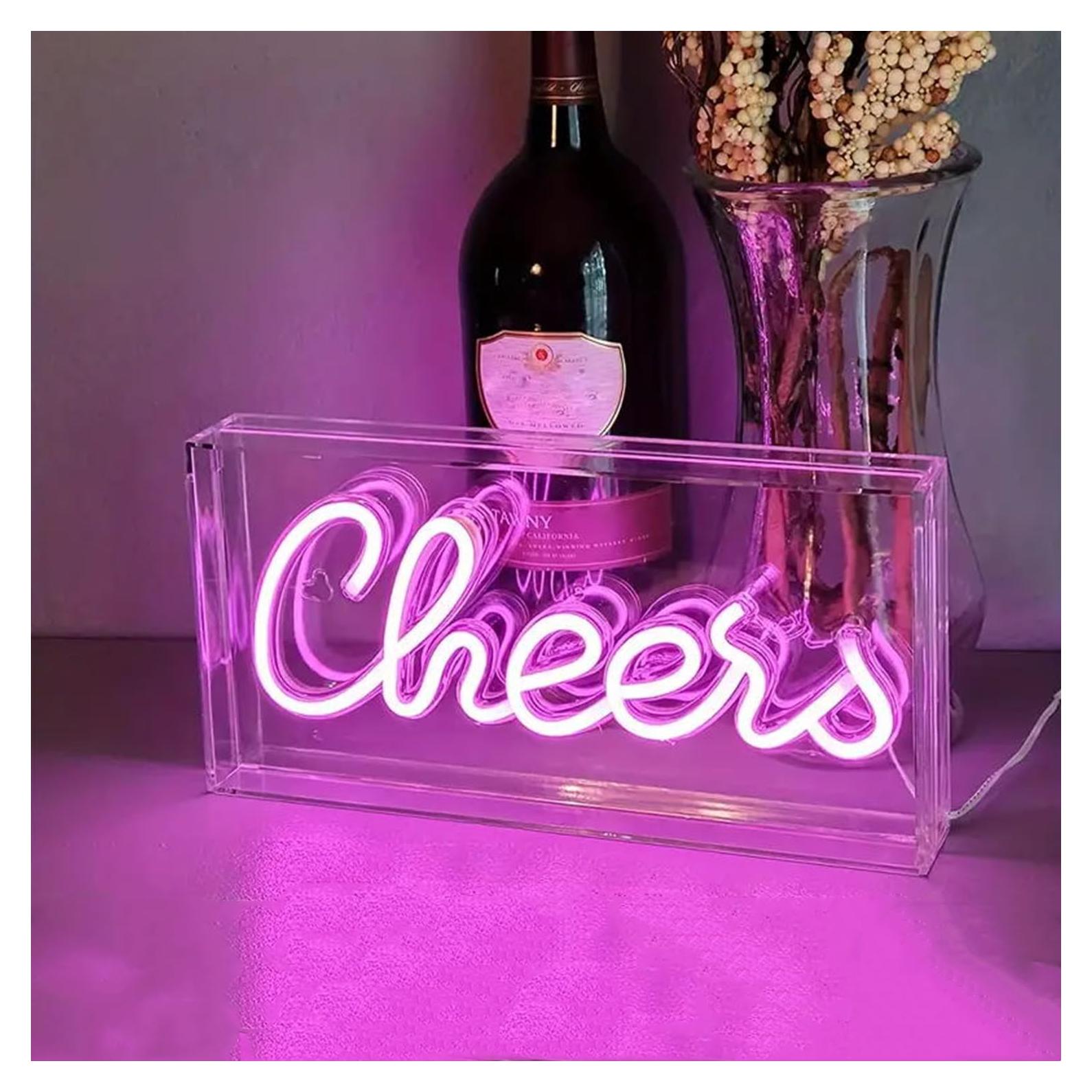 Letrero de Neón LED Cheers Rosa 30x15cm para Decoración
