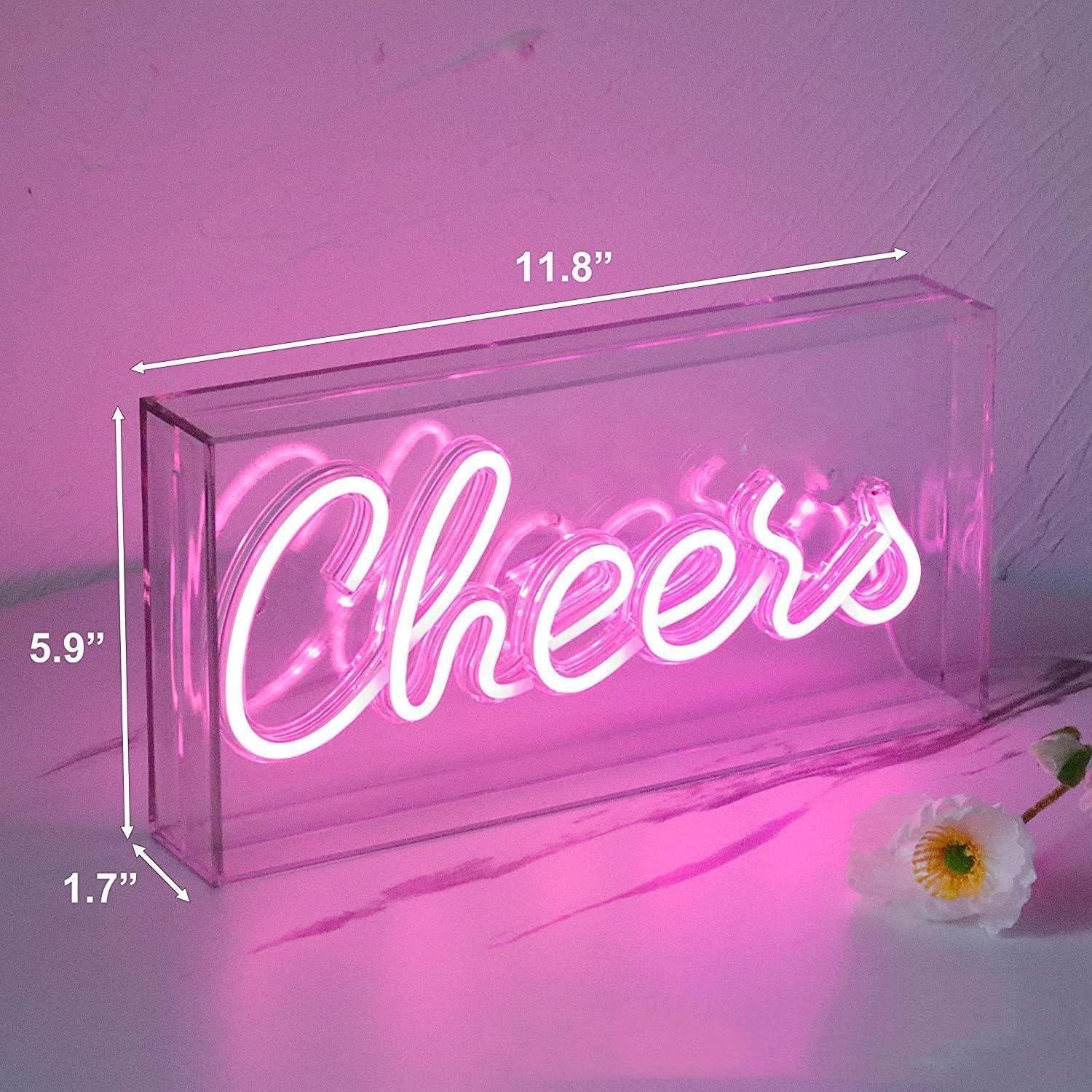 Letrero de Neón LED Cheers Rosa 30x15cm para Decoración