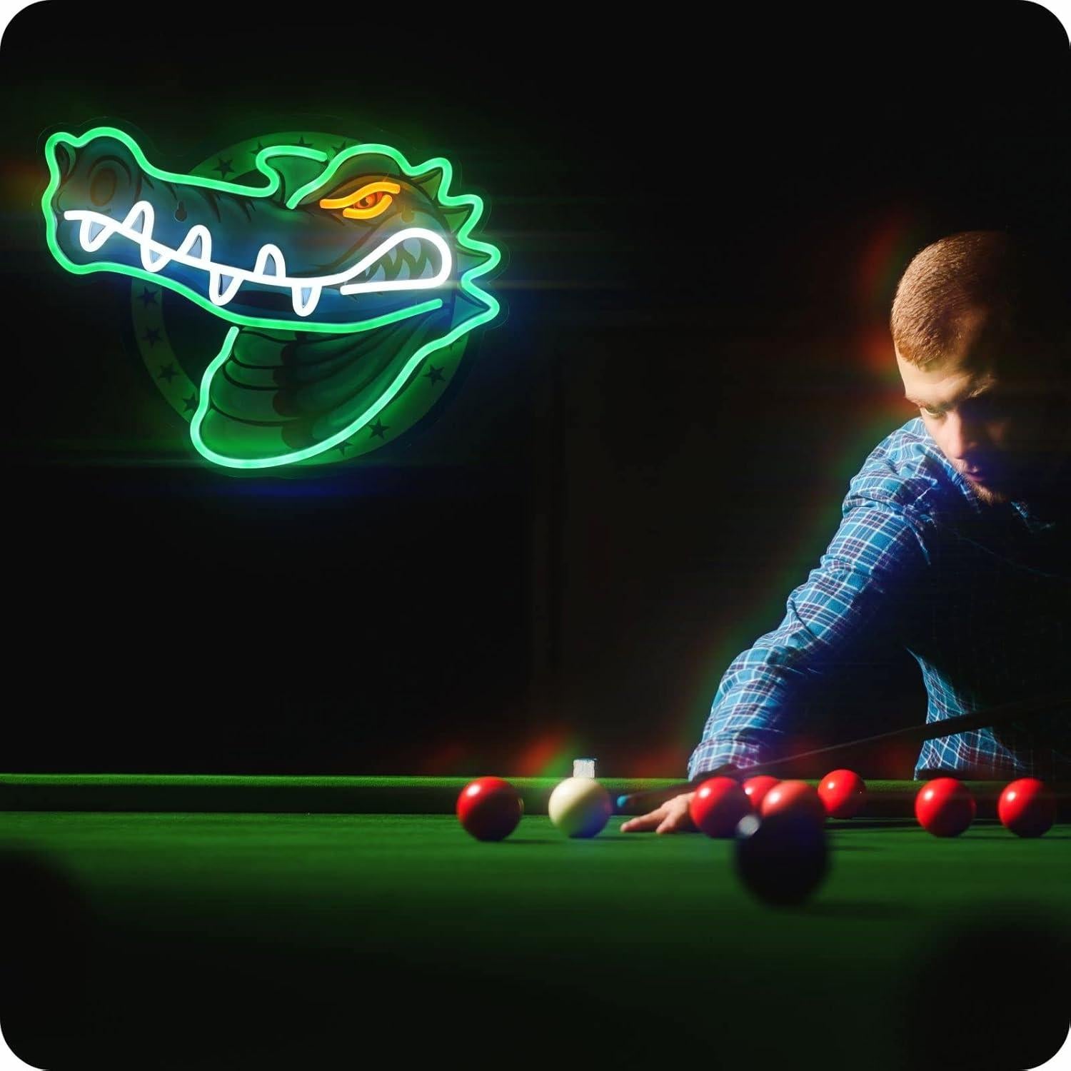Letrero de Neón IMTATTO Cocodrilo 42x32cm USB Decoración