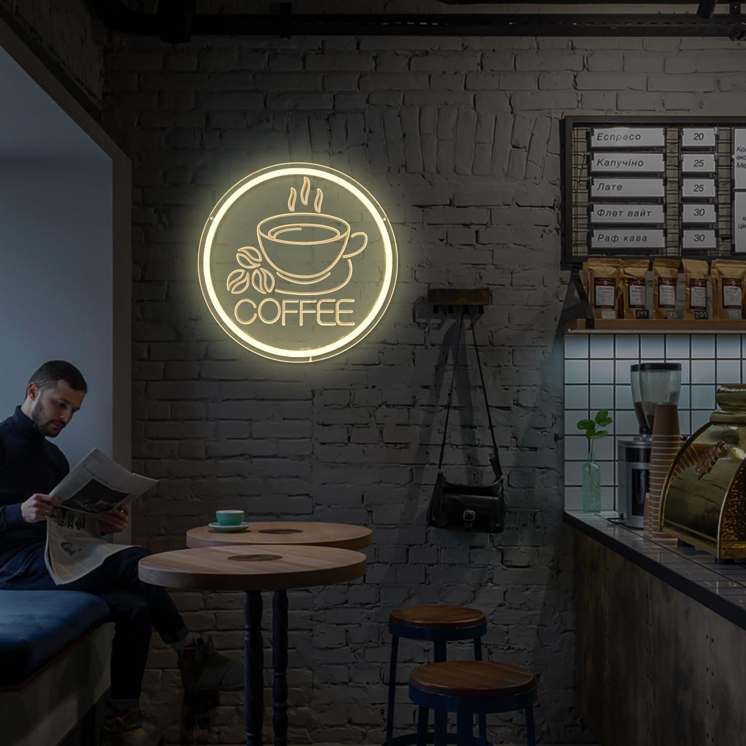 Luz de Neón LED para Pared Café JanHune 29cm Regulable