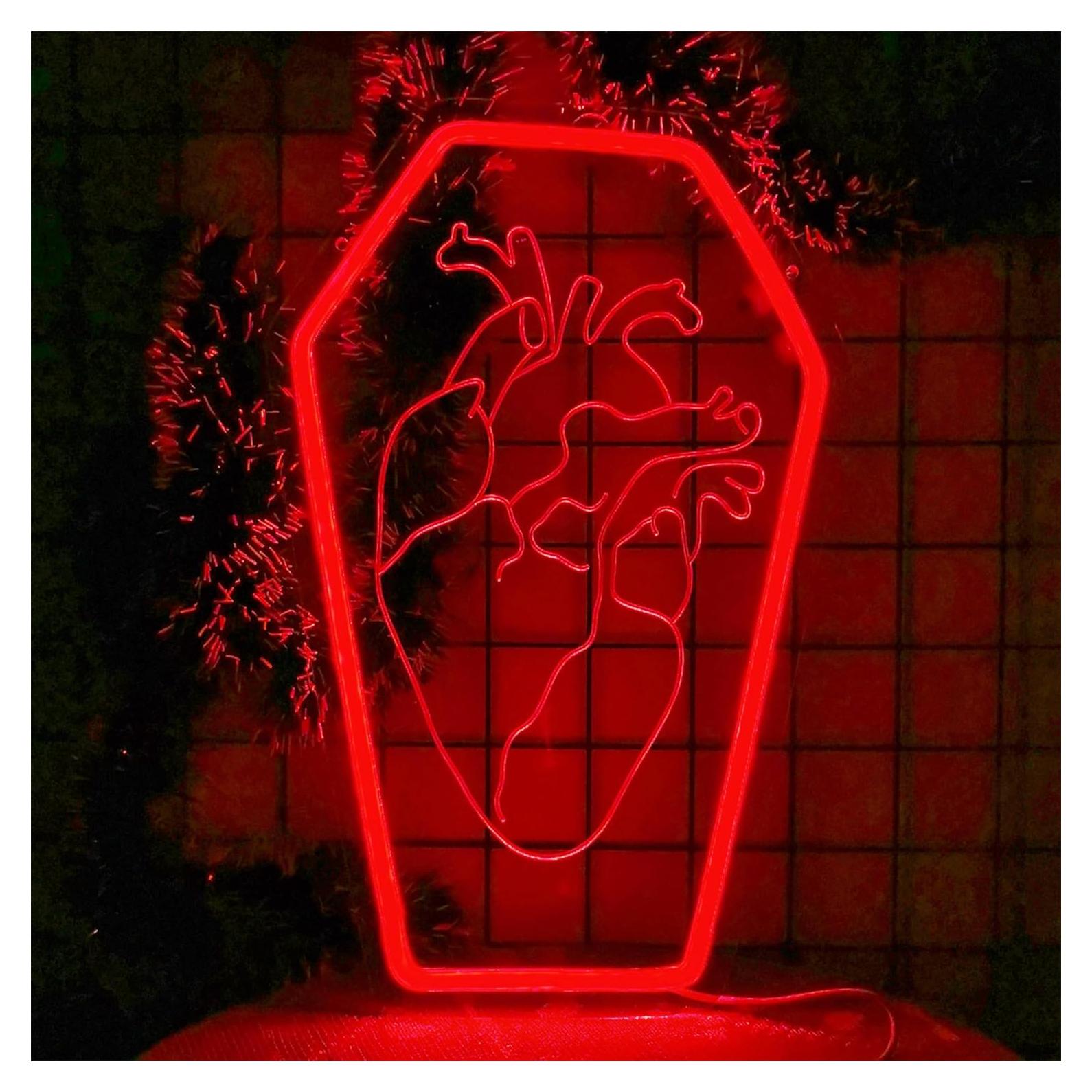 Luz de neón LED corazón ataúd HeyLEDNeoN 42x27.9 cm