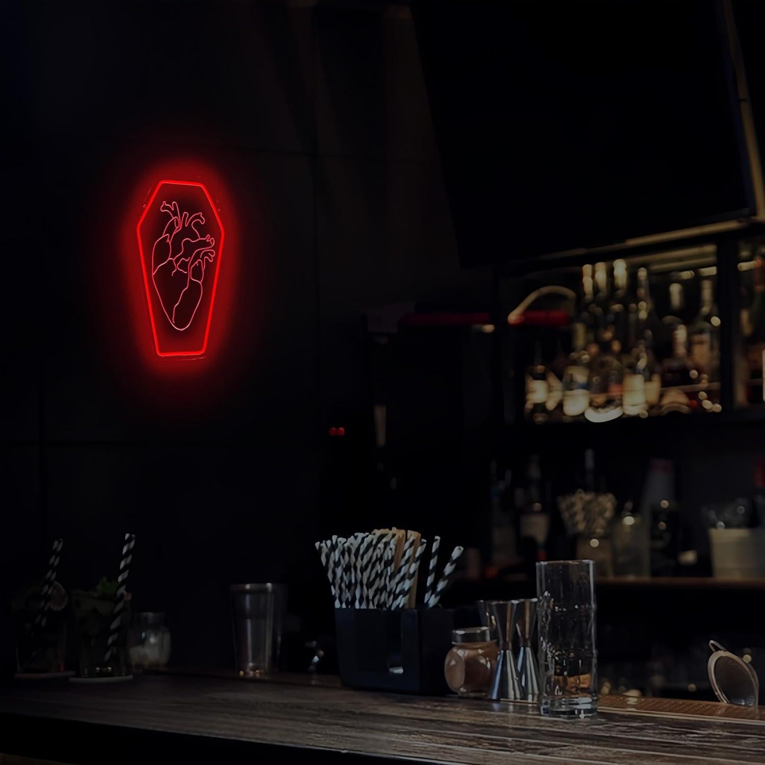 Luz de neón LED corazón ataúd HeyLEDNeoN 42x27.9 cm