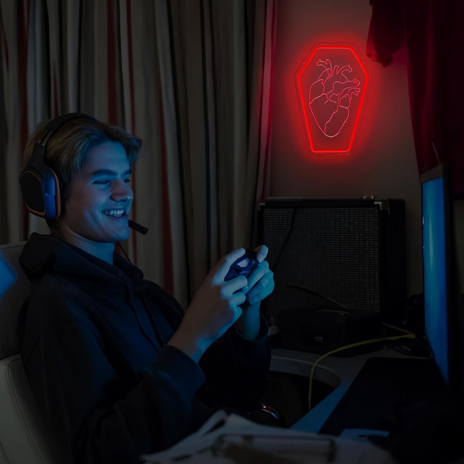 Luz de neón LED corazón ataúd HeyLEDNeoN 42x27.9 cm