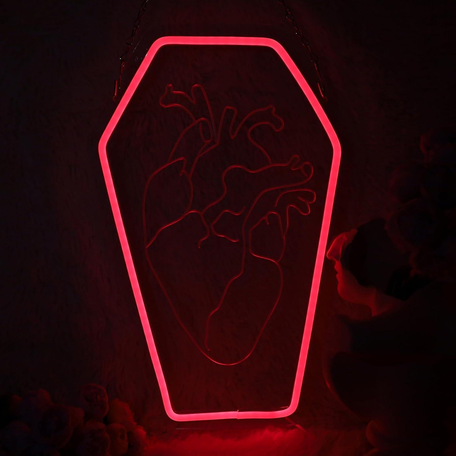 Luz de neón LED corazón ataúd HeyLEDNeoN 42x27.9 cm