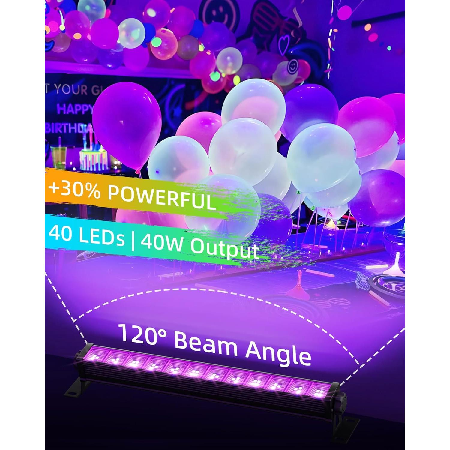 Barra de luz negra LED 40W YIAYETOG con cable 1.83m