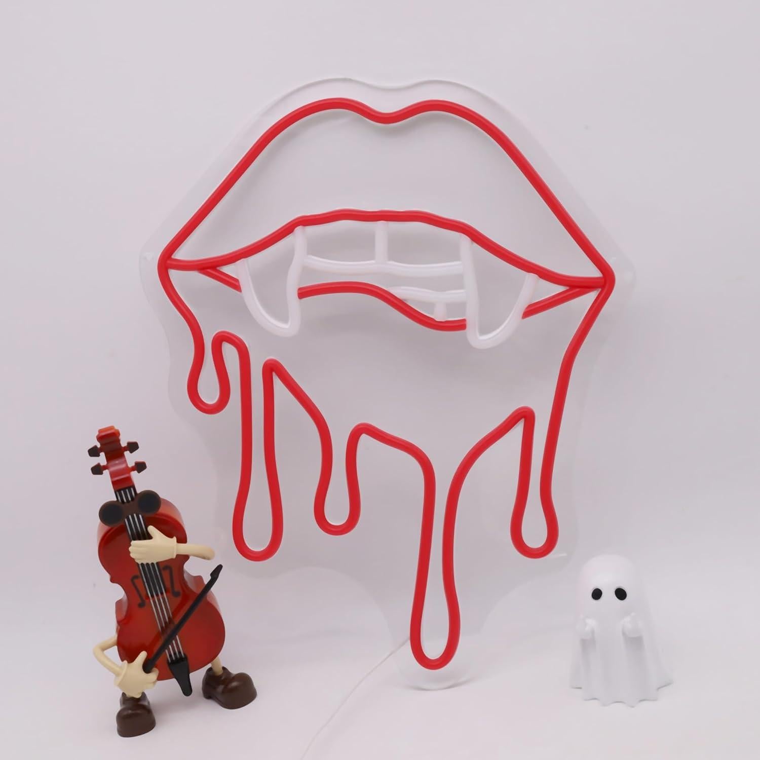 Letrero Neón Labios de Vampiro ASONGLIFE 31.2x38.1cm LED Rojo