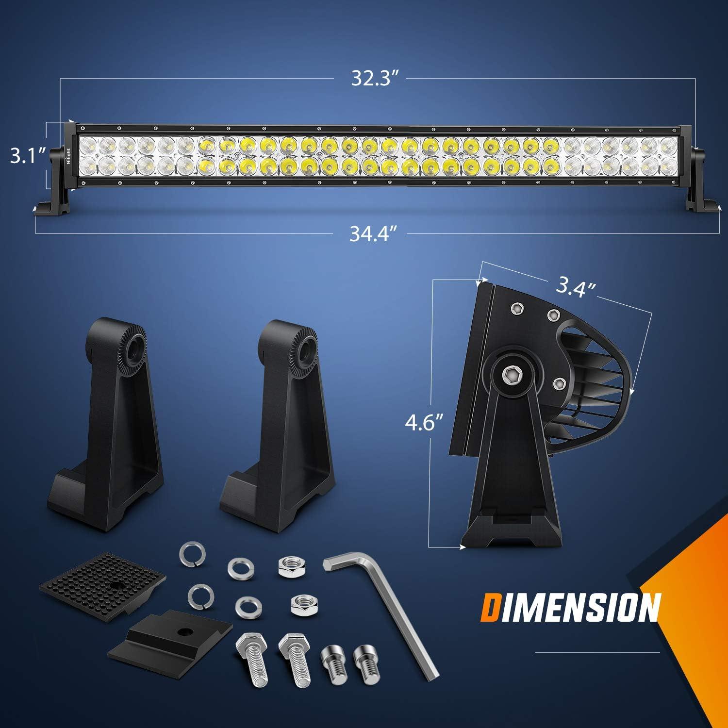 Barra de Luz LED Nilight 81cm 180W con Kit de Cableado ZH079